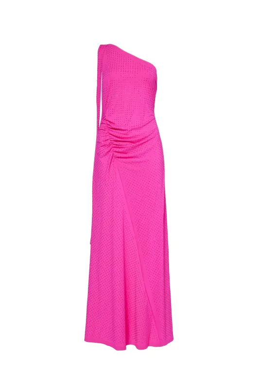 Stella Pink Asymmetrical Embellished Maxi Dress sold by AMYLYNN