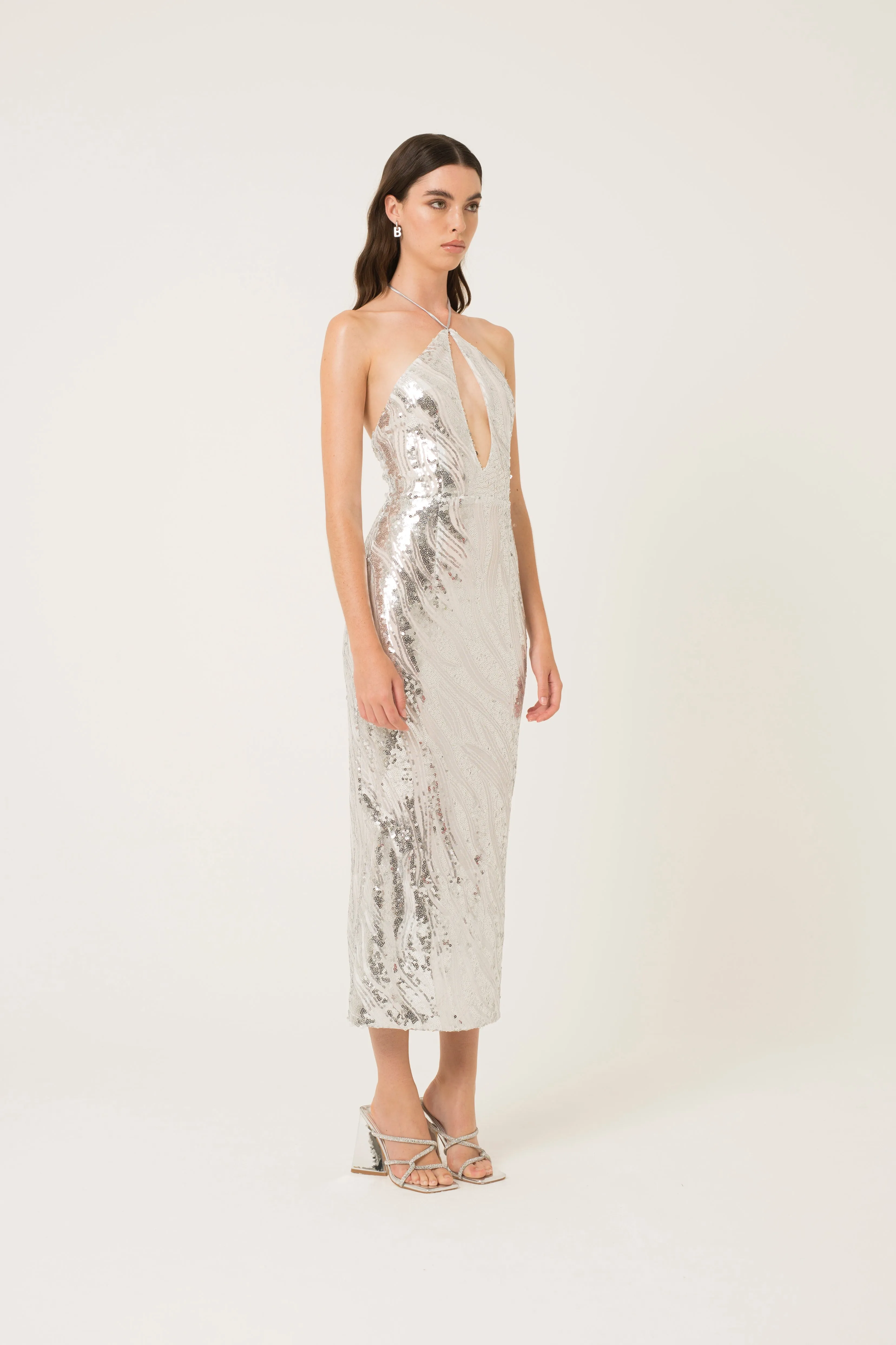 Winonah Silver Halter Neck Dress sold by AMYLYNN product image thumbnail 4