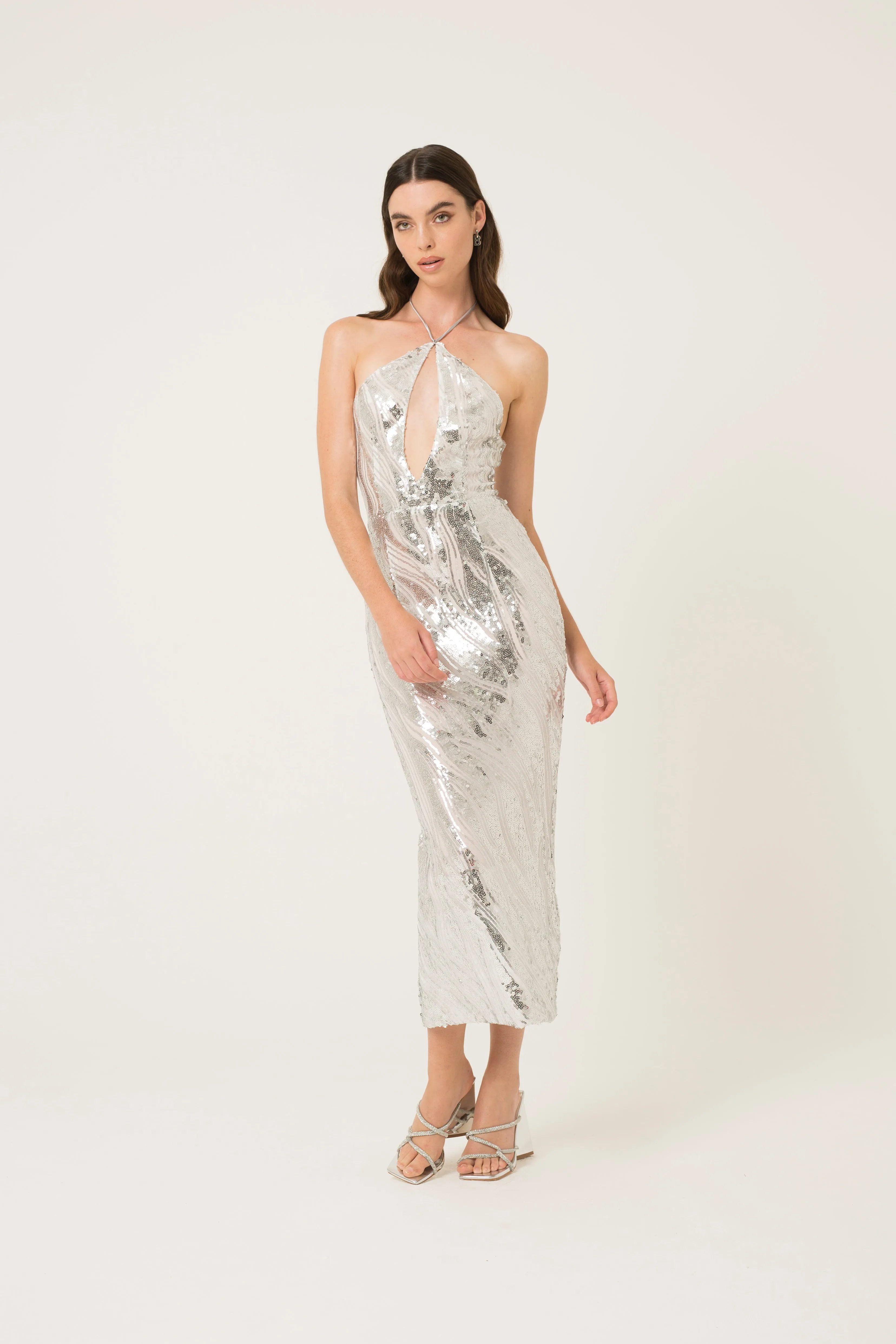 Winonah Silver Halter Neck Dress sold by AMYLYNN