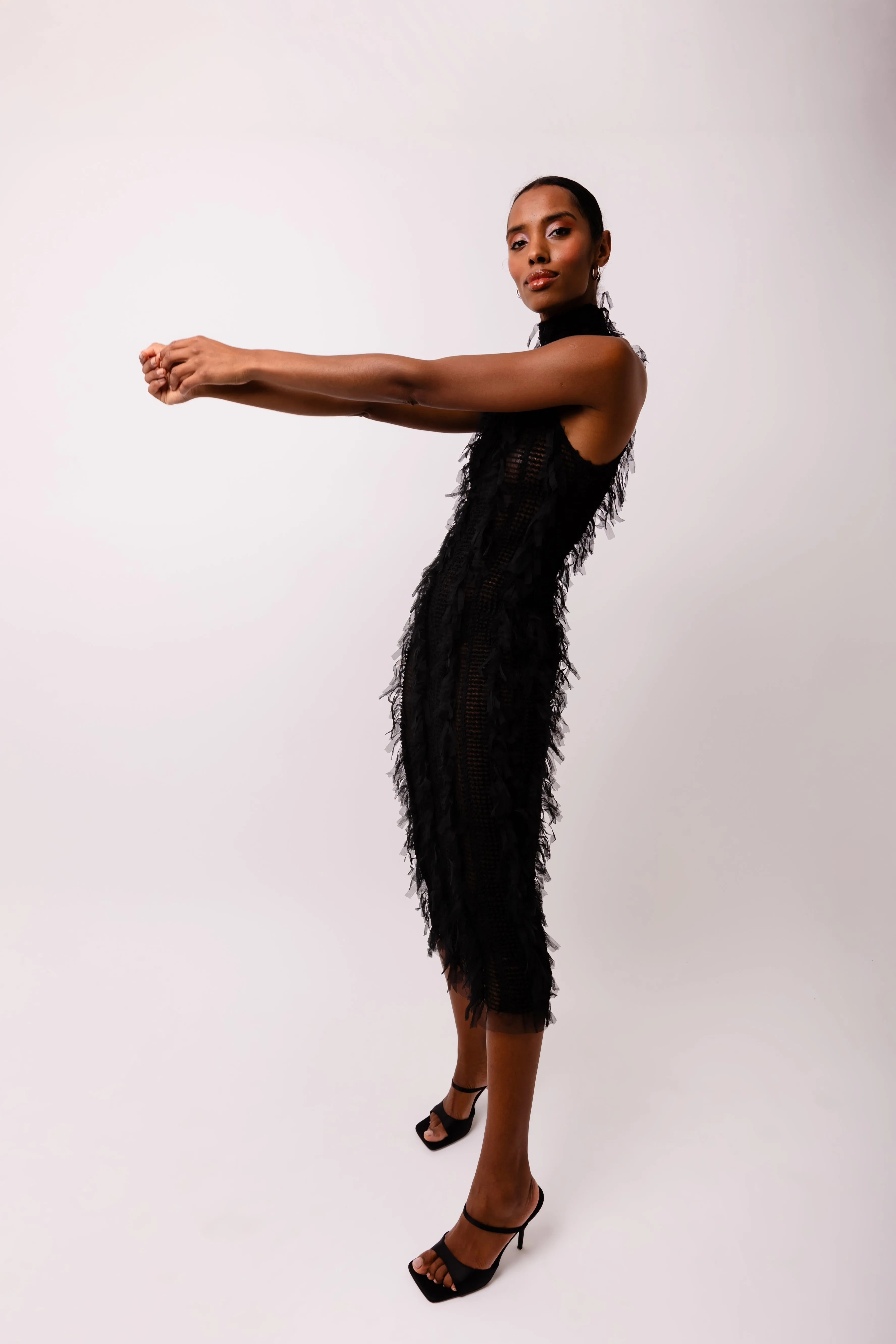 Calla Black Slim Fit Midi Dress sold by AMYLYNN product image thumbnail 5