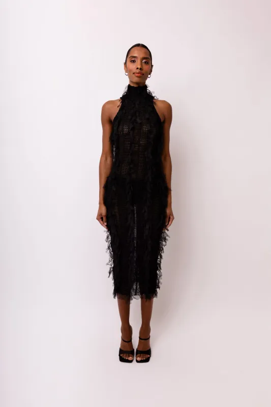 Calla Black Slim Fit Midi Dress sold by AMYLYNN