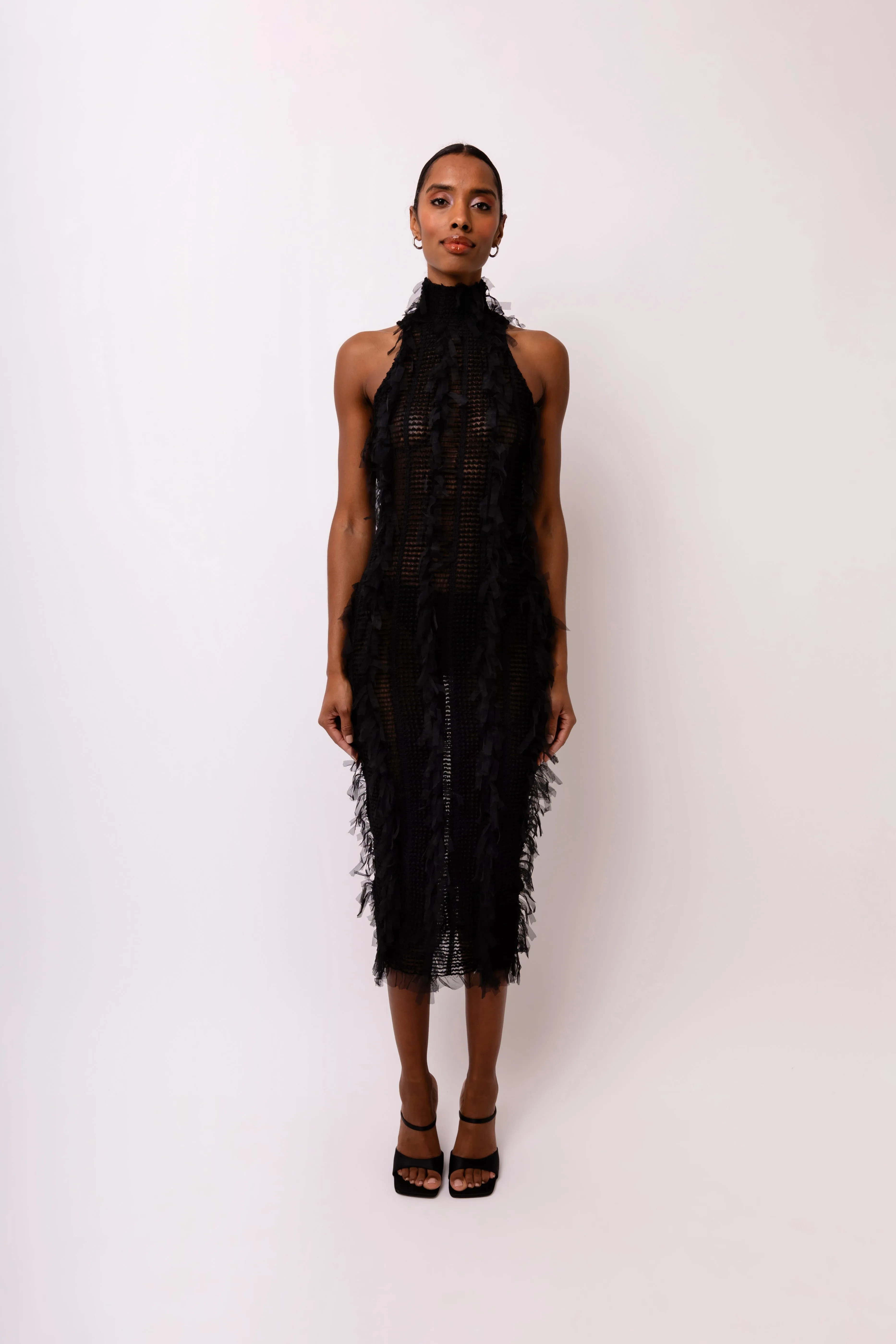 Calla Black Slim Fit Midi Dress sold by AMYLYNN