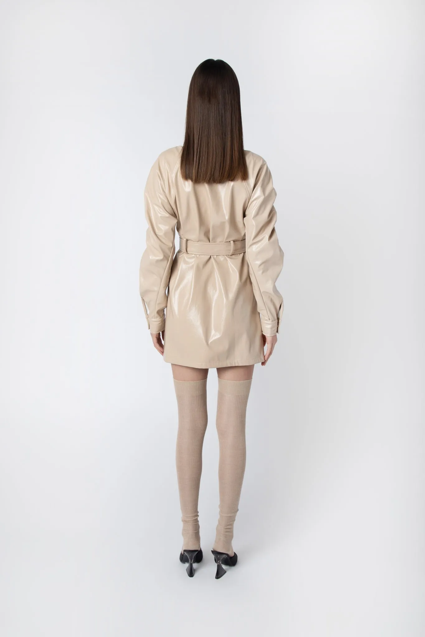 Bia Beige Faux Leather Zip Up Dress sold by AMYLYNN product image thumbnail 4