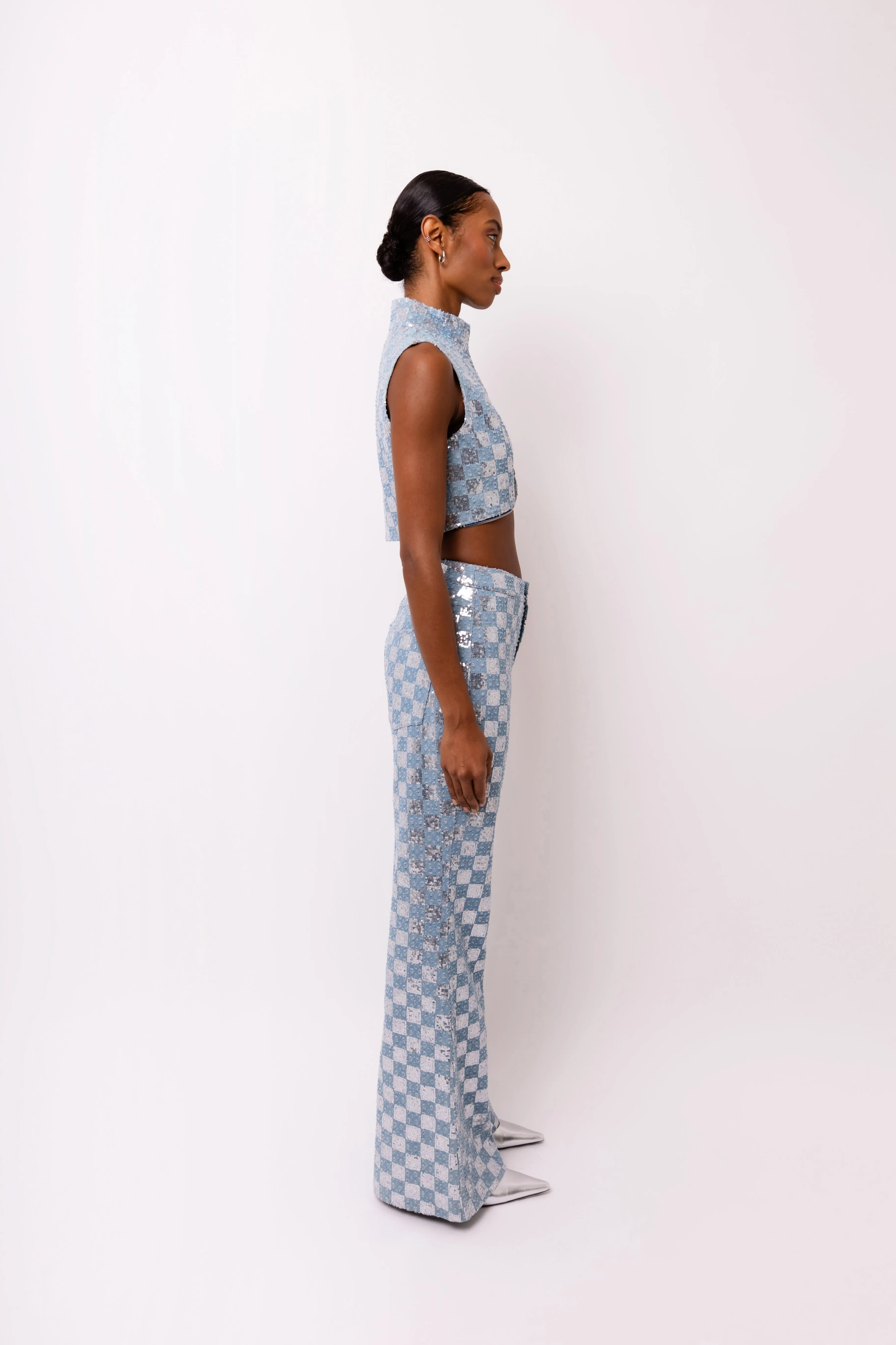 Paloma Rich Cotton Denim Embellished Trousers sold by AMYLYNN product image thumbnail 4