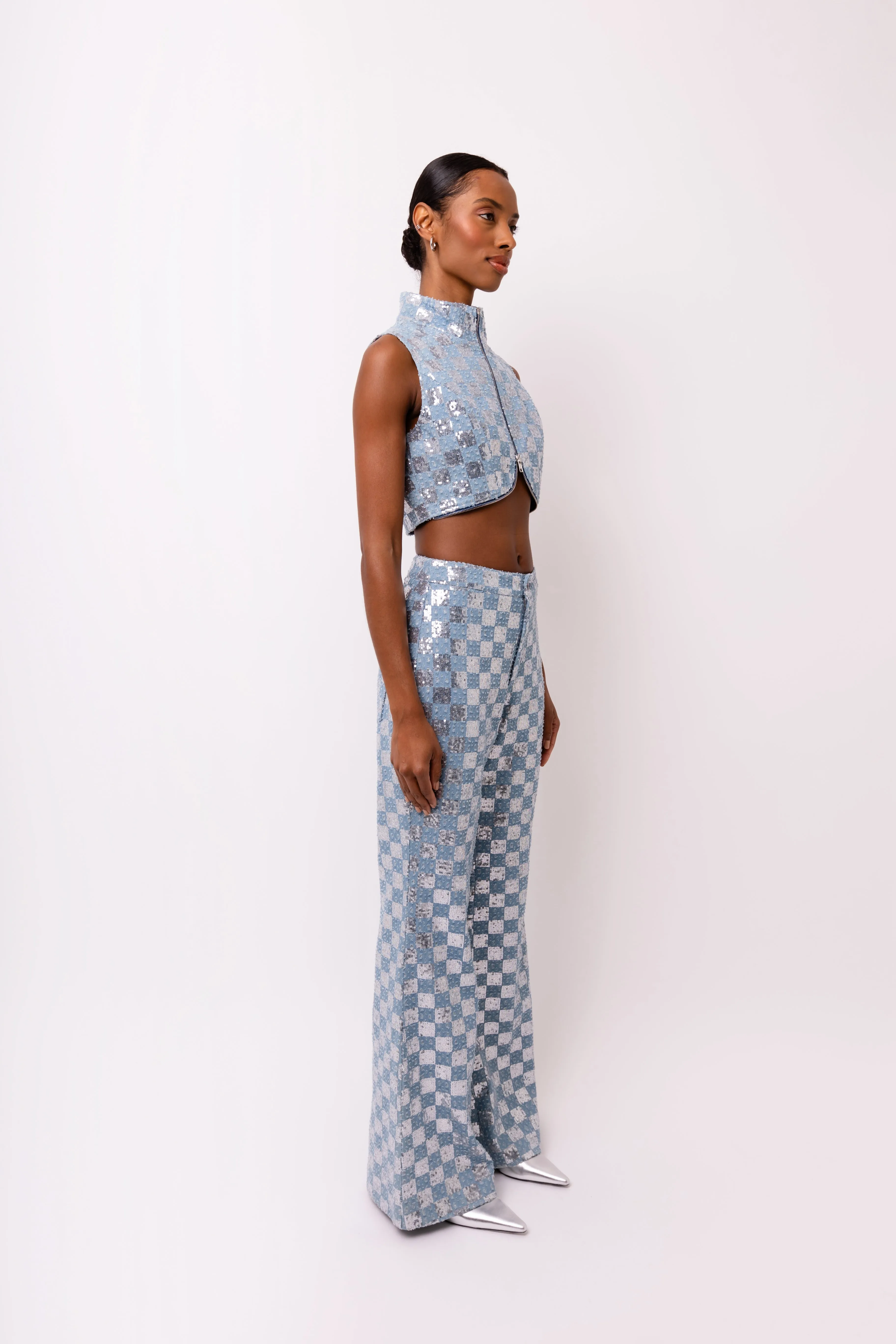 Paloma Rich Cotton Denim Embellished Trousers sold by AMYLYNN product image thumbnail 3