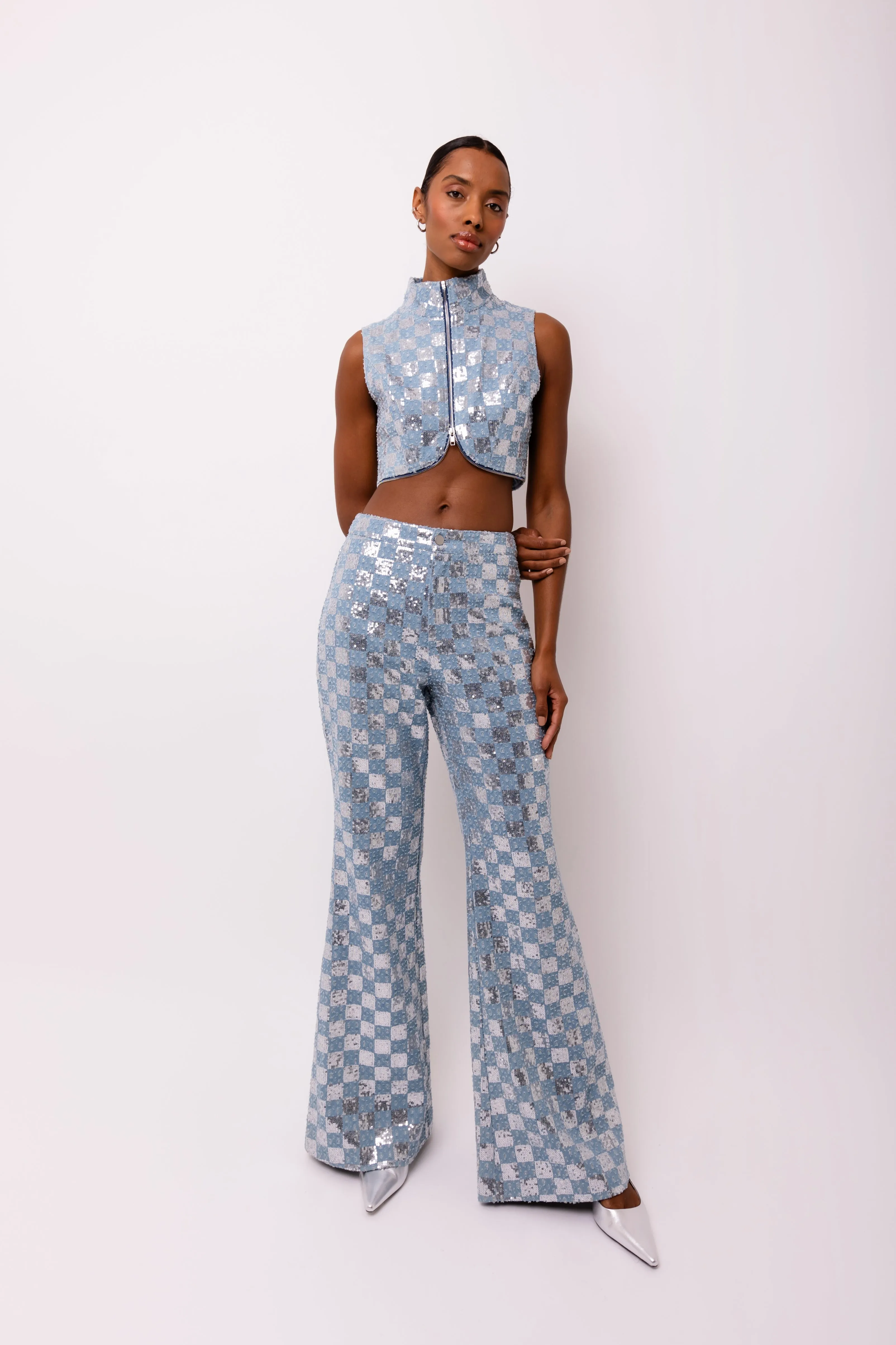 Paloma Rich Cotton Denim Embellished Trousers sold by AMYLYNN product image thumbnail 2