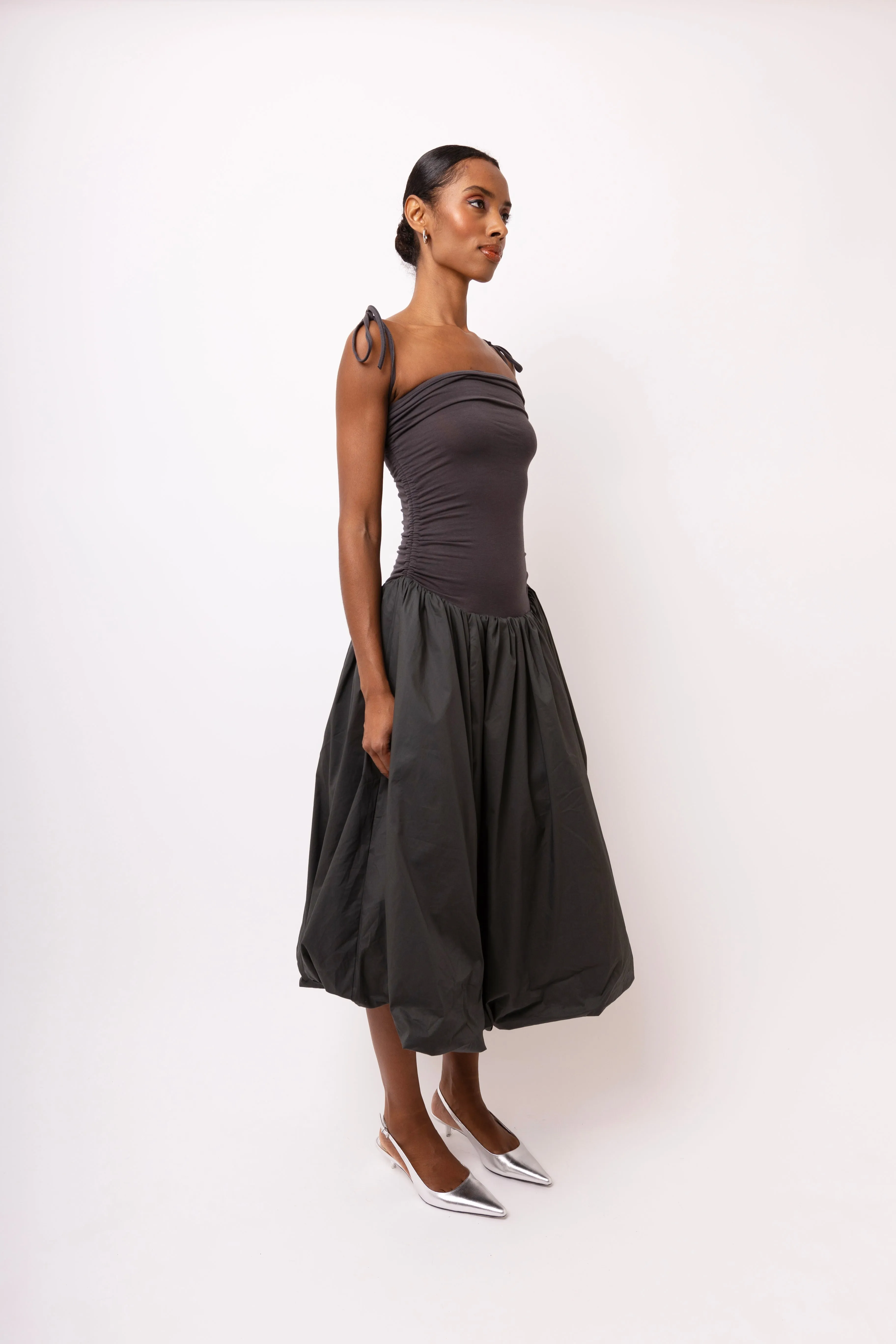 Alexa Dark Grey Puffball Dress sold by AMYLYNN product image thumbnail 4