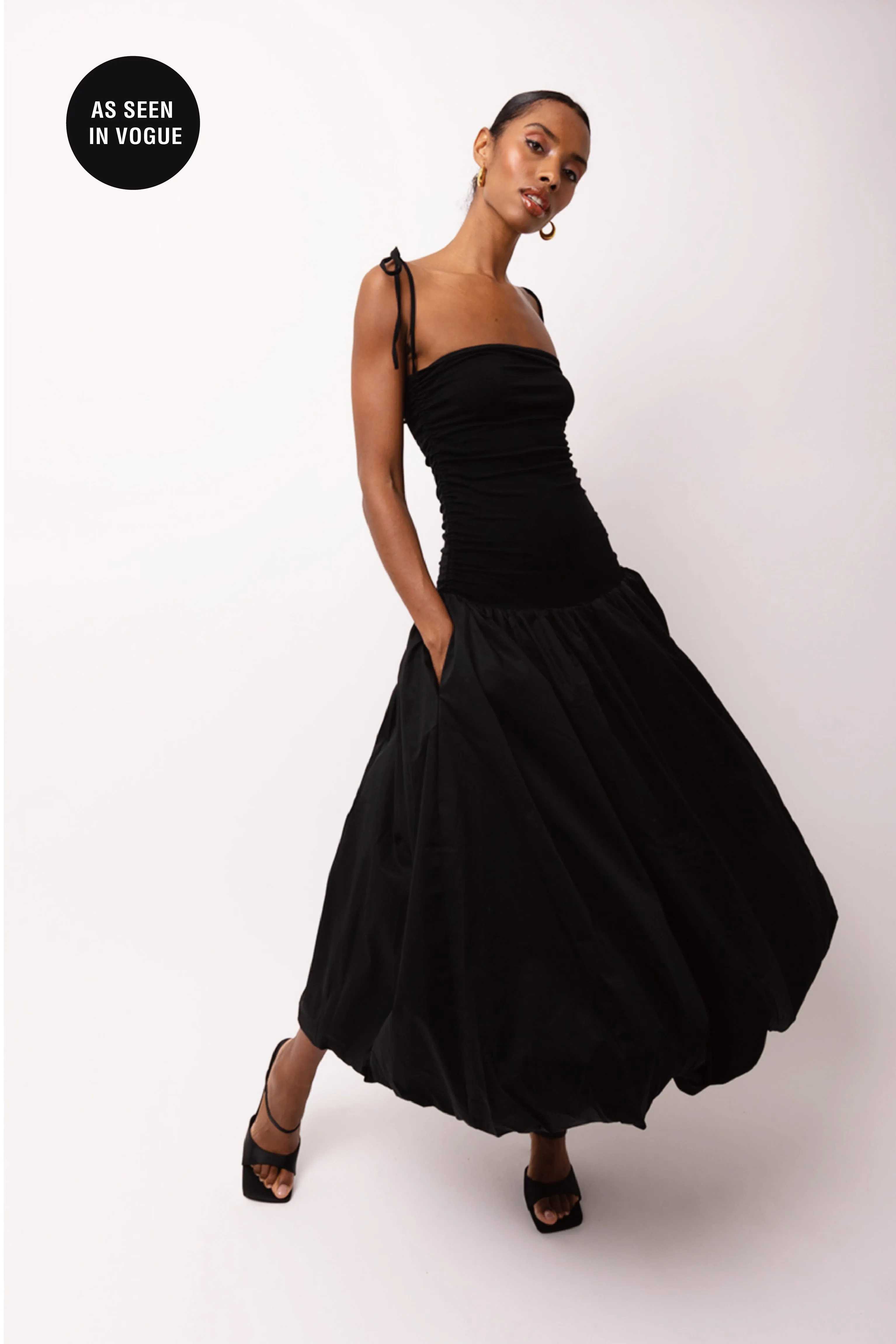 Alexa Black Puffball Dress sold by AMYLYNN