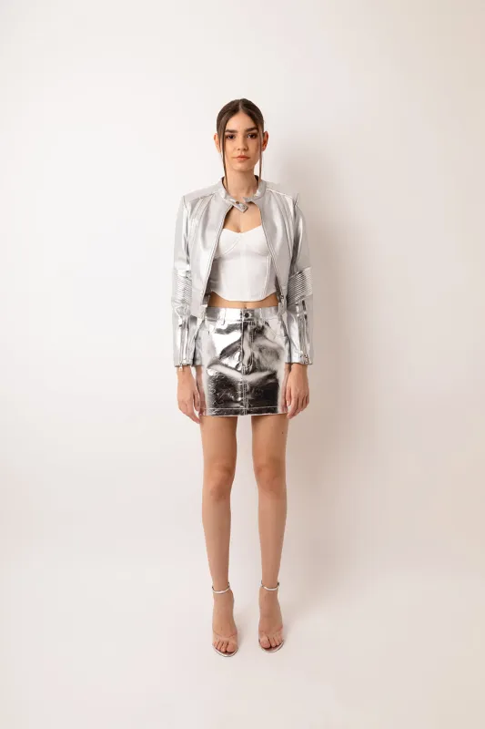 Ryder Silver Racer Jacket sold by AMYLYNN