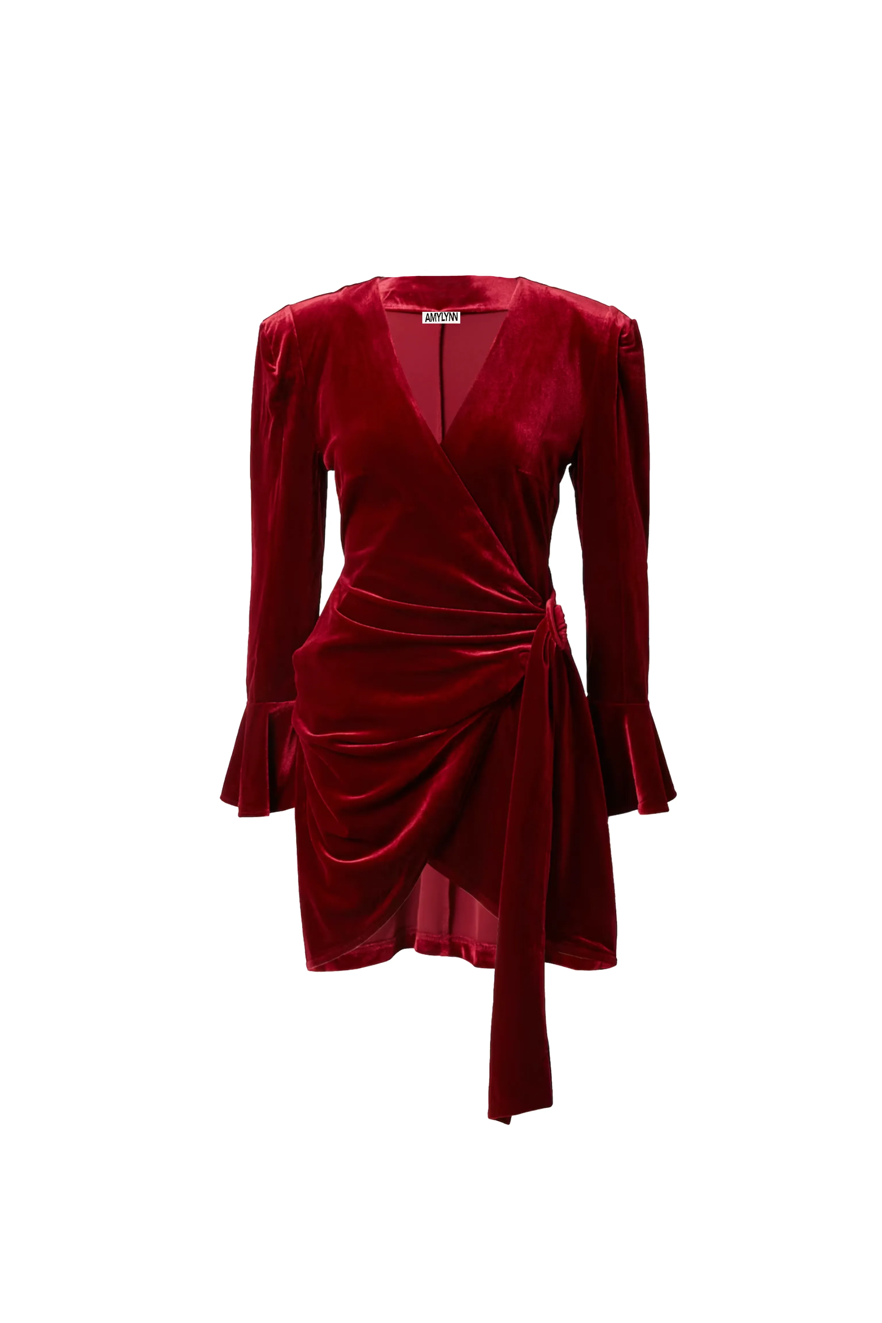 Kendall Burgundy Velvet Wrap Dress sold by AMYLYNN