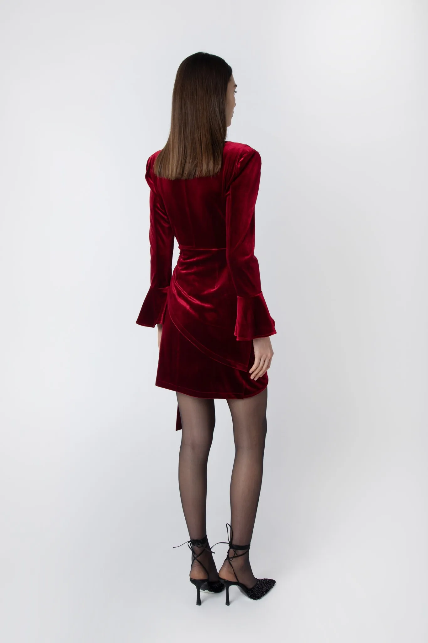 Kendall Burgundy Velvet Wrap Dress sold by AMYLYNN product image thumbnail 3