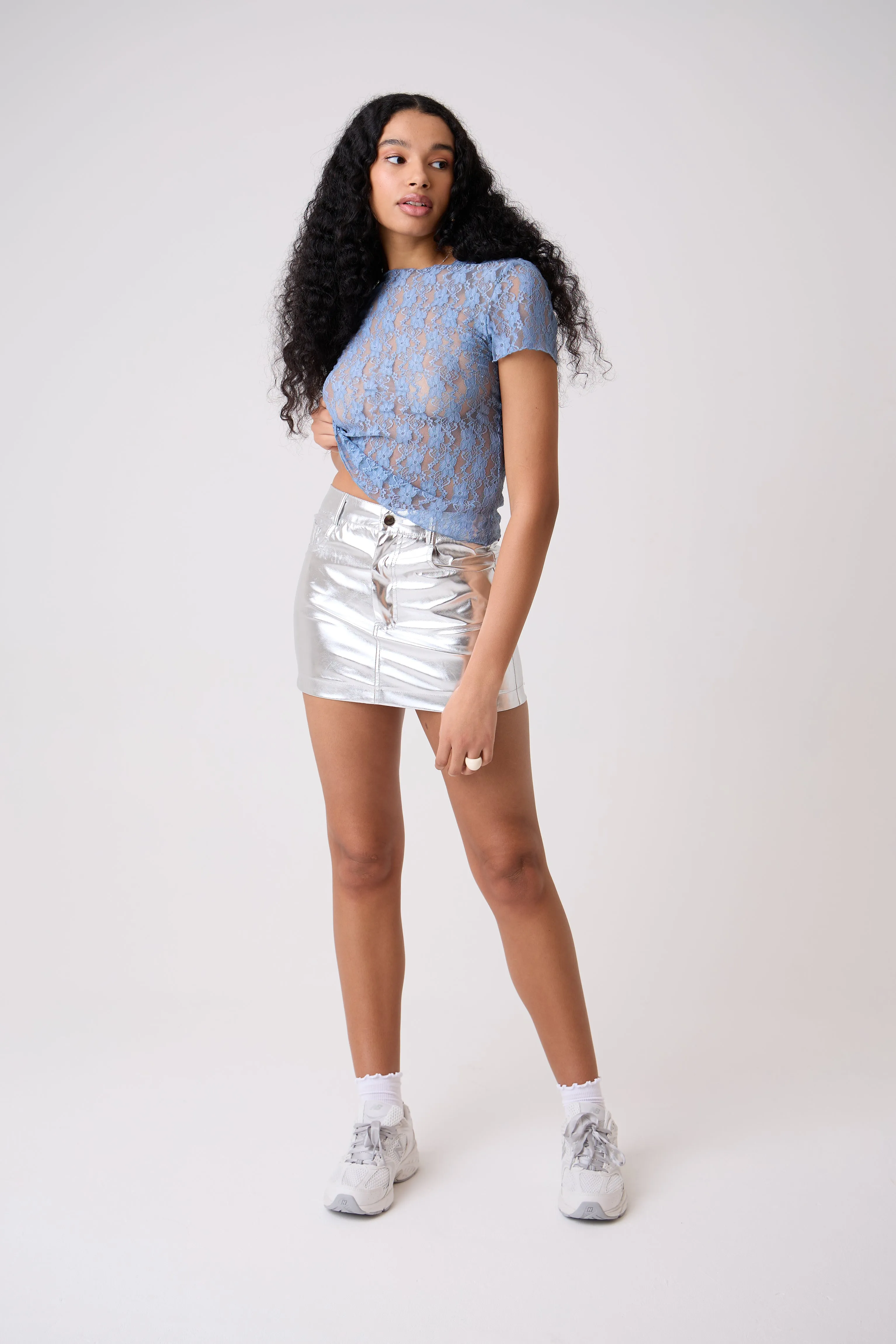 Milena Silver Metallic Mini Skirt sold by AMYLYNN product image thumbnail 4