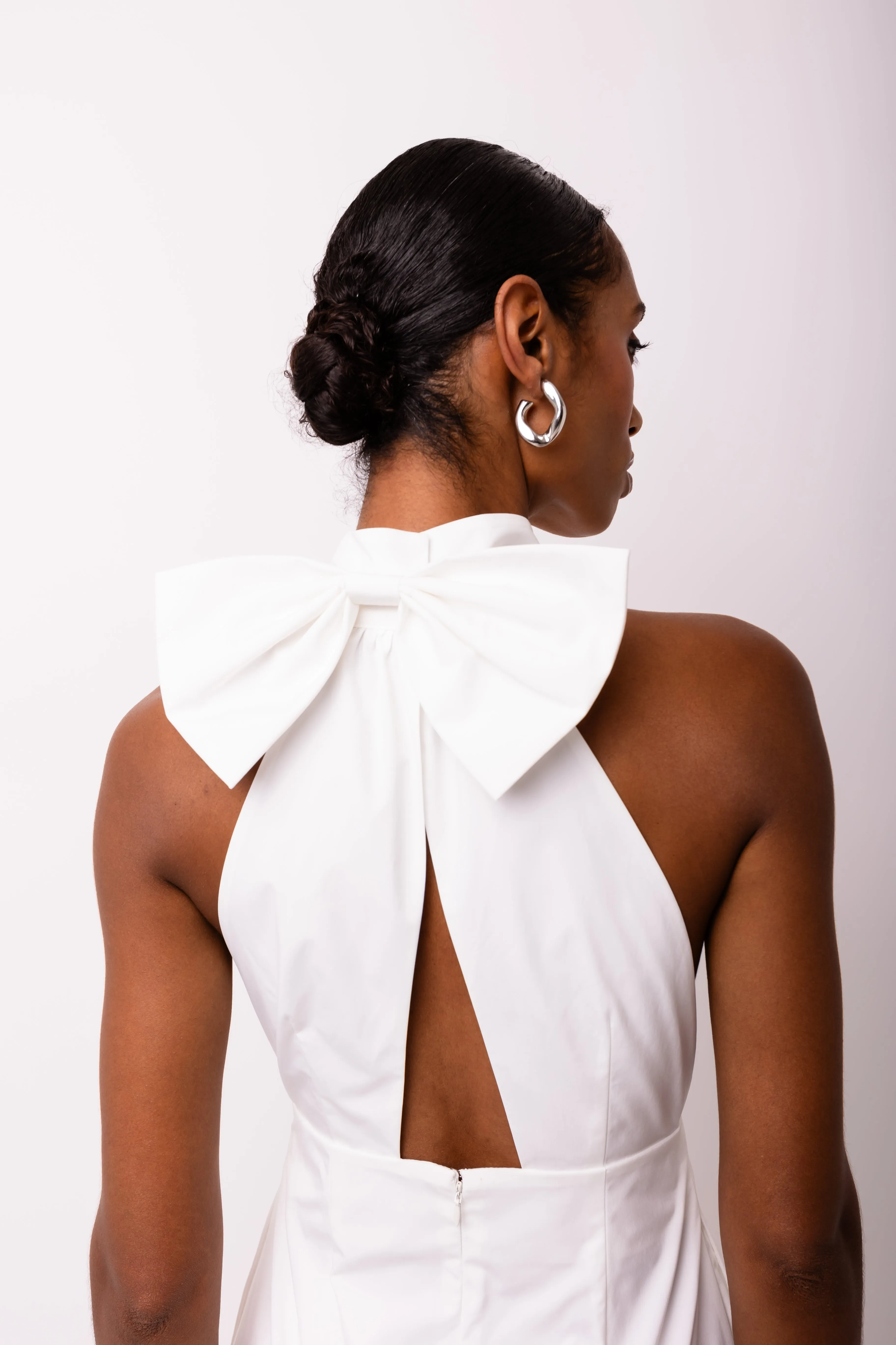 Bowie Rich Cotton White Crystal Embellished High Neck Jumpsuit sold by AMYLYNN product image thumbnail 3