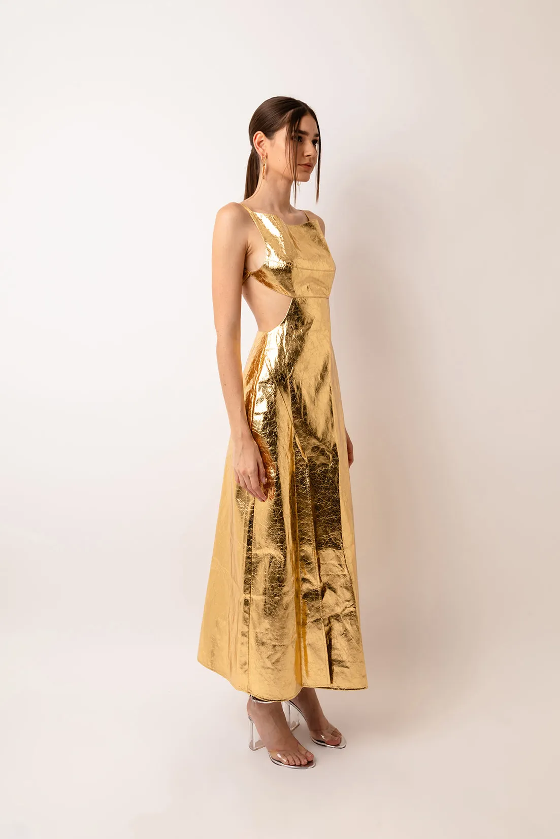 Jennifer Gold Metallic Maxi Dress sold by AMYLYNN product image thumbnail 3