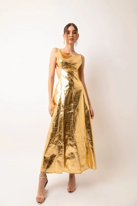 Jennifer Gold Metallic Maxi Dress sold by AMYLYNN