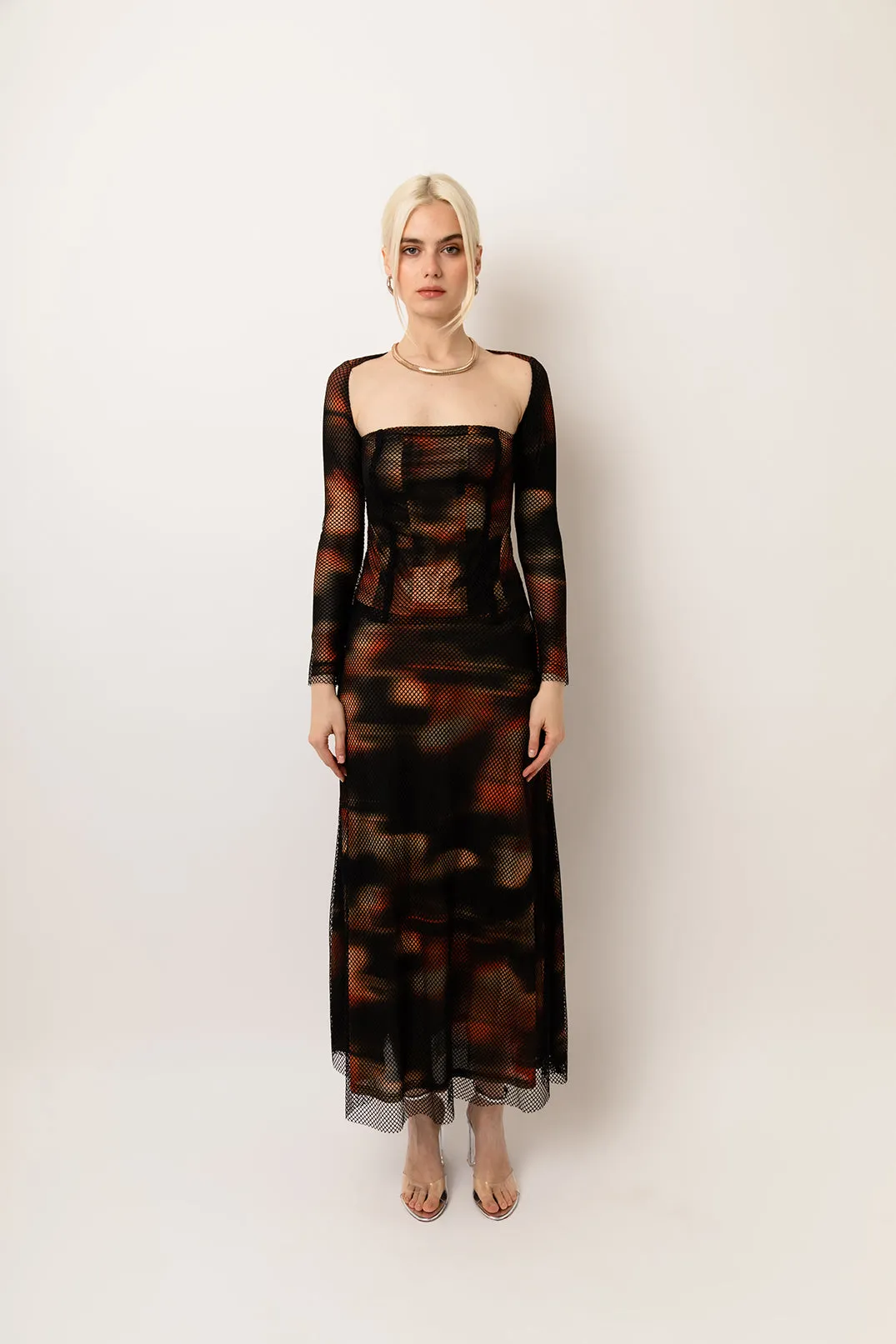Arvarni Abstract Print Mesh Maxi Skirt sold by AMYLYNN product image thumbnail 2