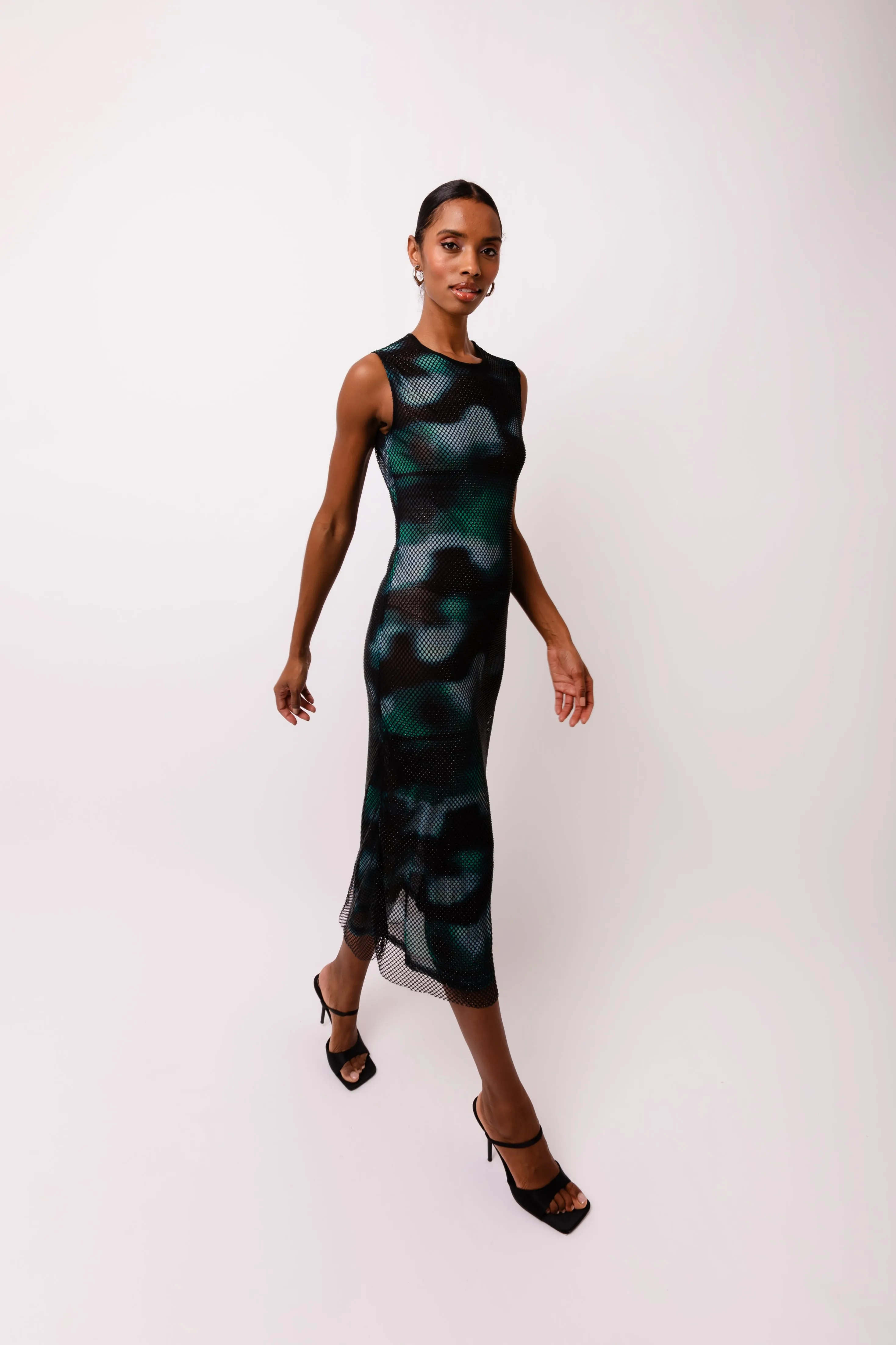 Porto Rhinestone Embellished Abstract Mesh Midi Dress sold by AMYLYNN product image thumbnail 3