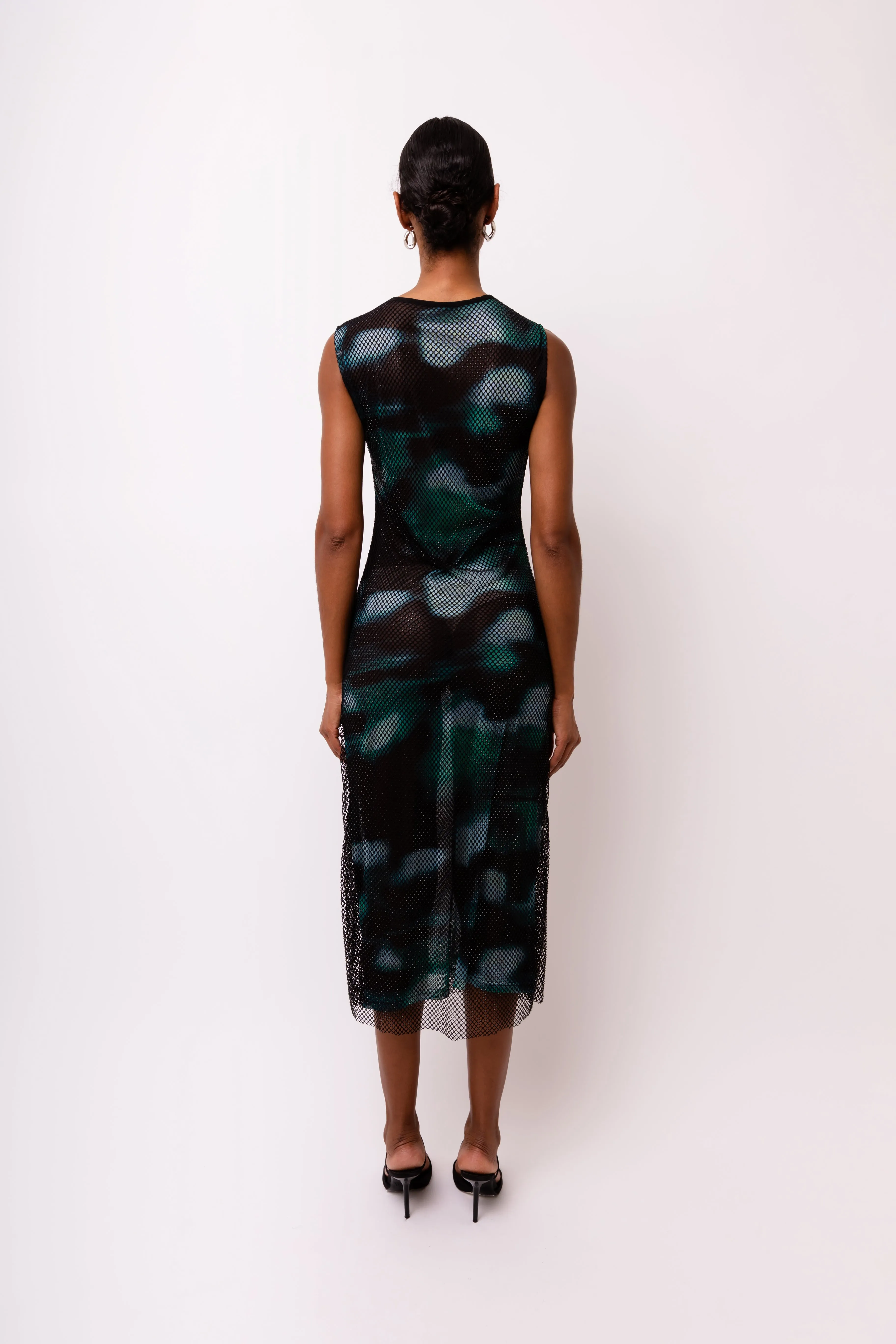 Porto Rhinestone Embellished Abstract Mesh Midi Dress sold by AMYLYNN product image thumbnail 5