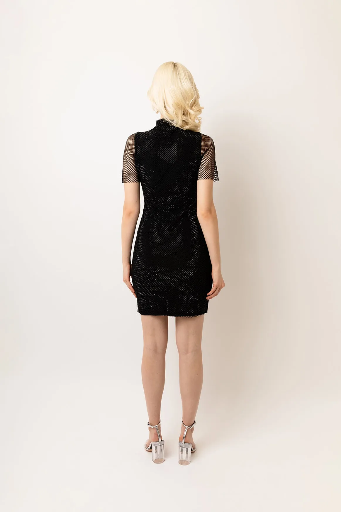Mila Black Embellished High-Neck Mini Dress sold by AMYLYNN product image thumbnail 4