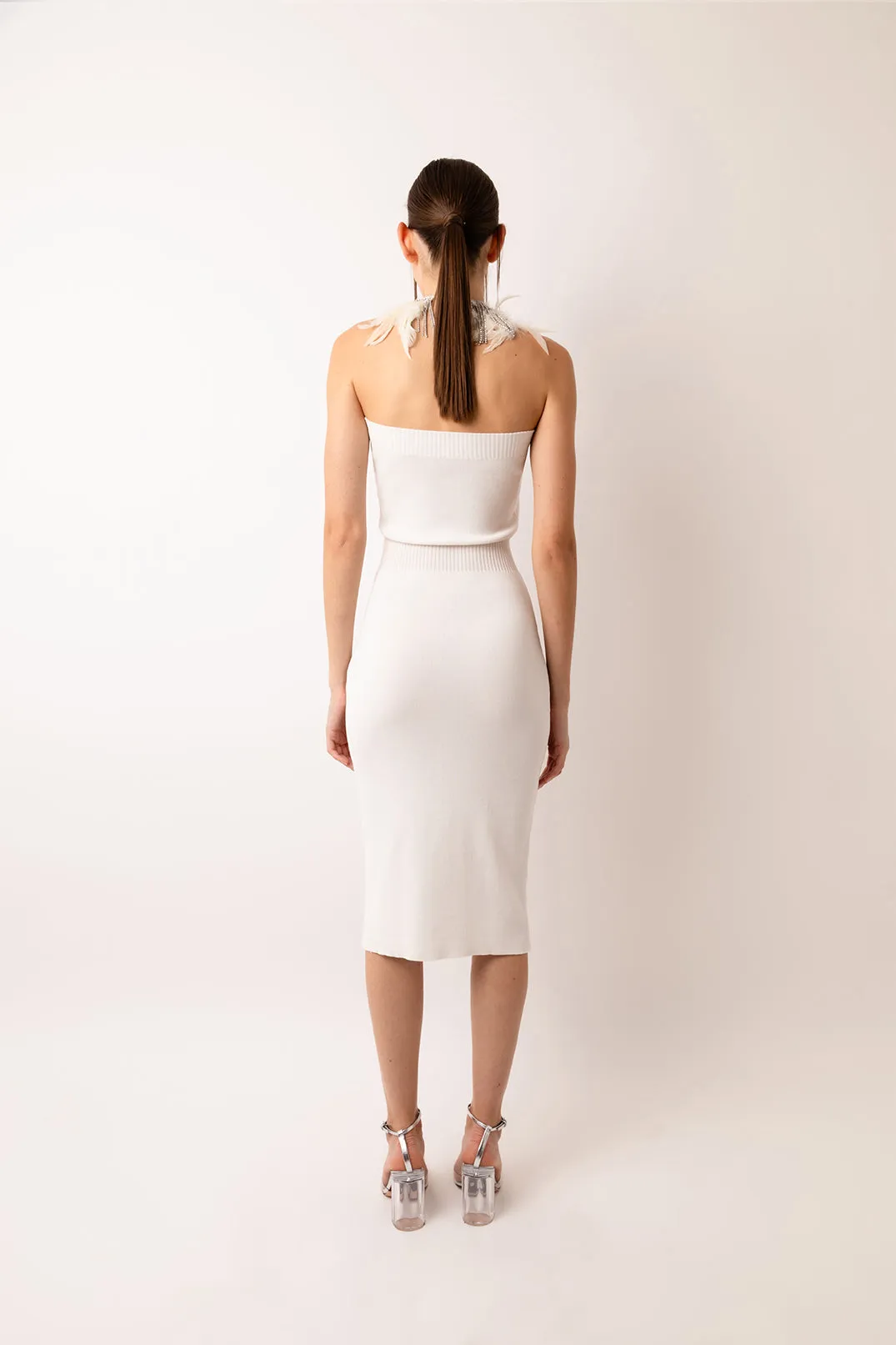 Sydney White Knit Bandeau Midi Dress sold by AMYLYNN product image thumbnail 4