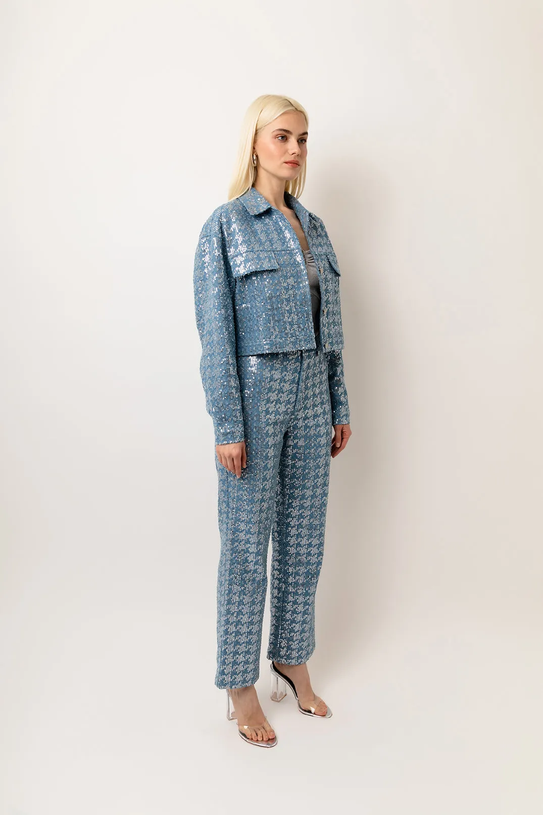 Bambi Rich Cotton Sequin Embellished Denim Jacket sold by AMYLYNN product image thumbnail 4