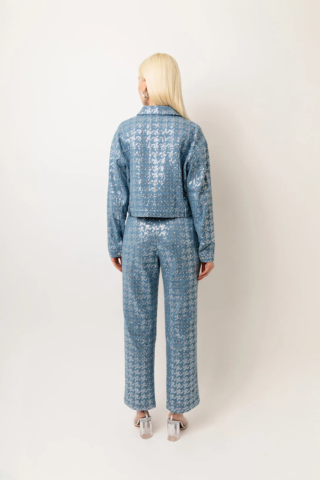 Bambi Rich Cotton Sequin Embellished Denim Trousers sold by AMYLYNN product image thumbnail 5