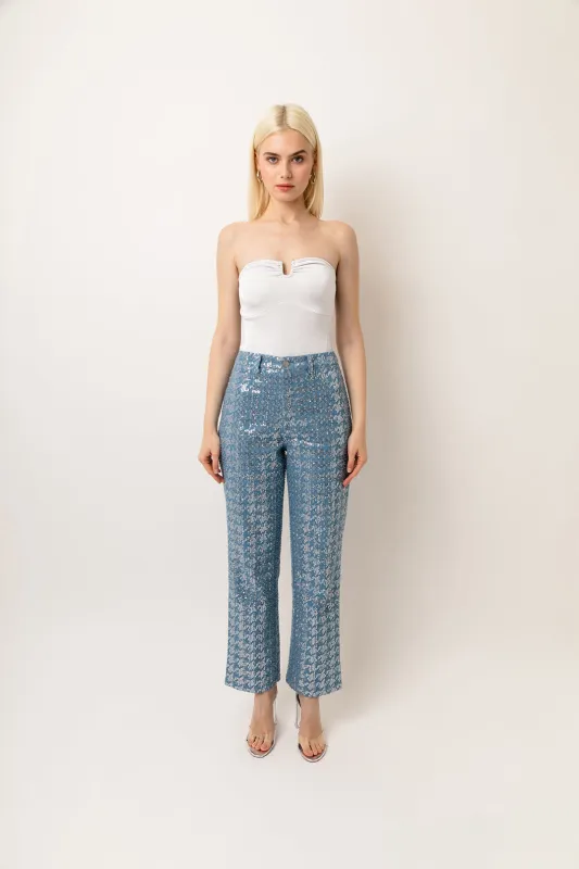 Bambi Rich Cotton Sequin Embellished Denim Trousers sold by AMYLYNN