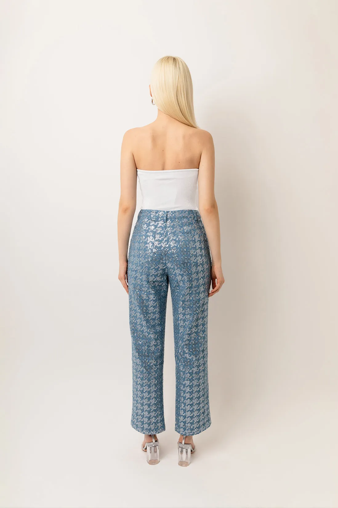 Bambi Rich Cotton Sequin Embellished Denim Trousers sold by AMYLYNN product image thumbnail 3