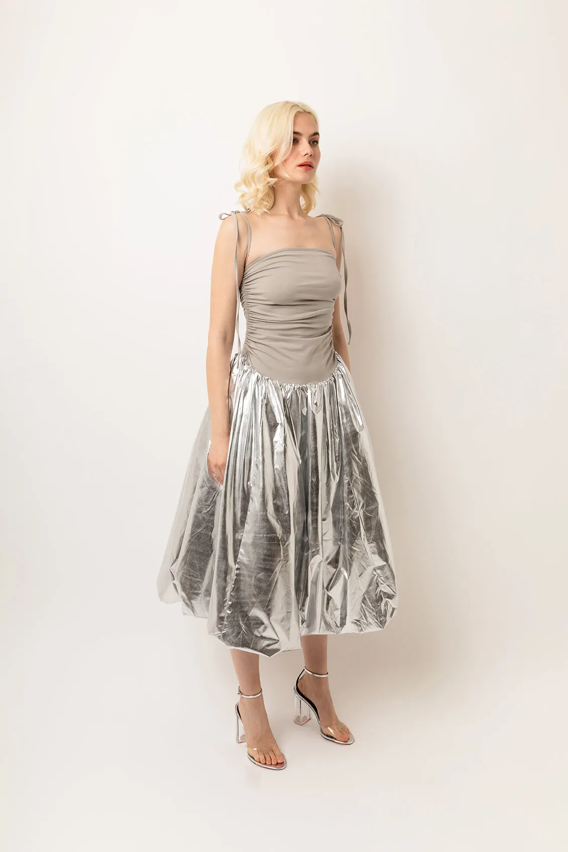Alexa Silver Metallic Puffball Dress sold by AMYLYNN product image thumbnail 3