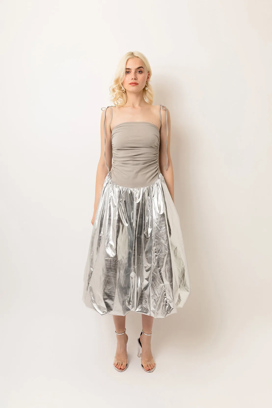 Alexa Silver Metallic Puffball Dress sold by AMYLYNN product image thumbnail 2