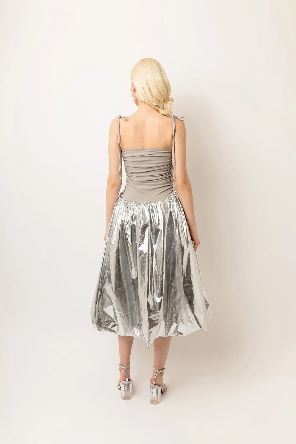 Alexa Silver Metallic Puffball Dress sold by AMYLYNN product image thumbnail 4