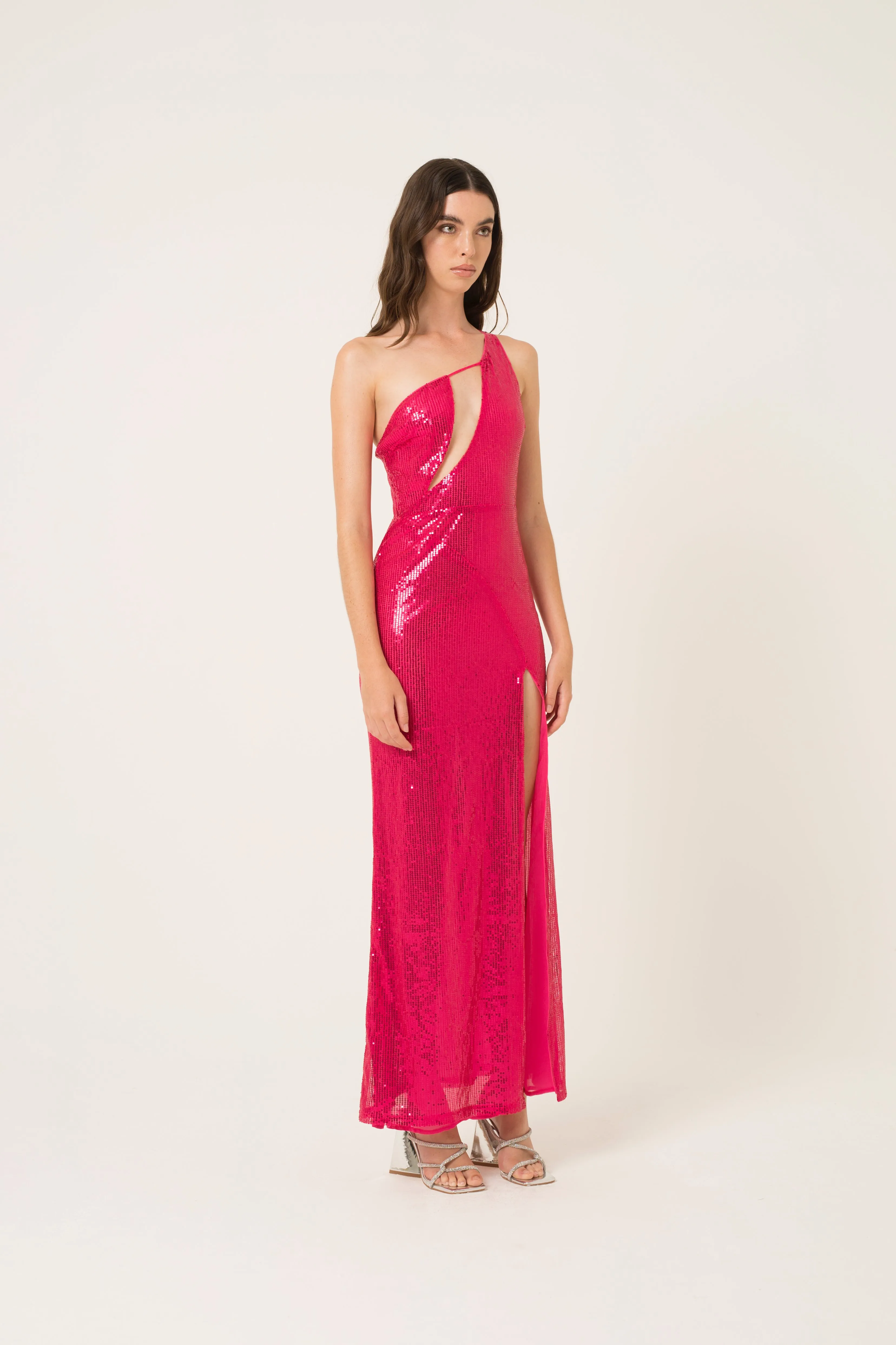 Fevan Pink High Slit Sequin Dress sold by AMYLYNN product image thumbnail 3
