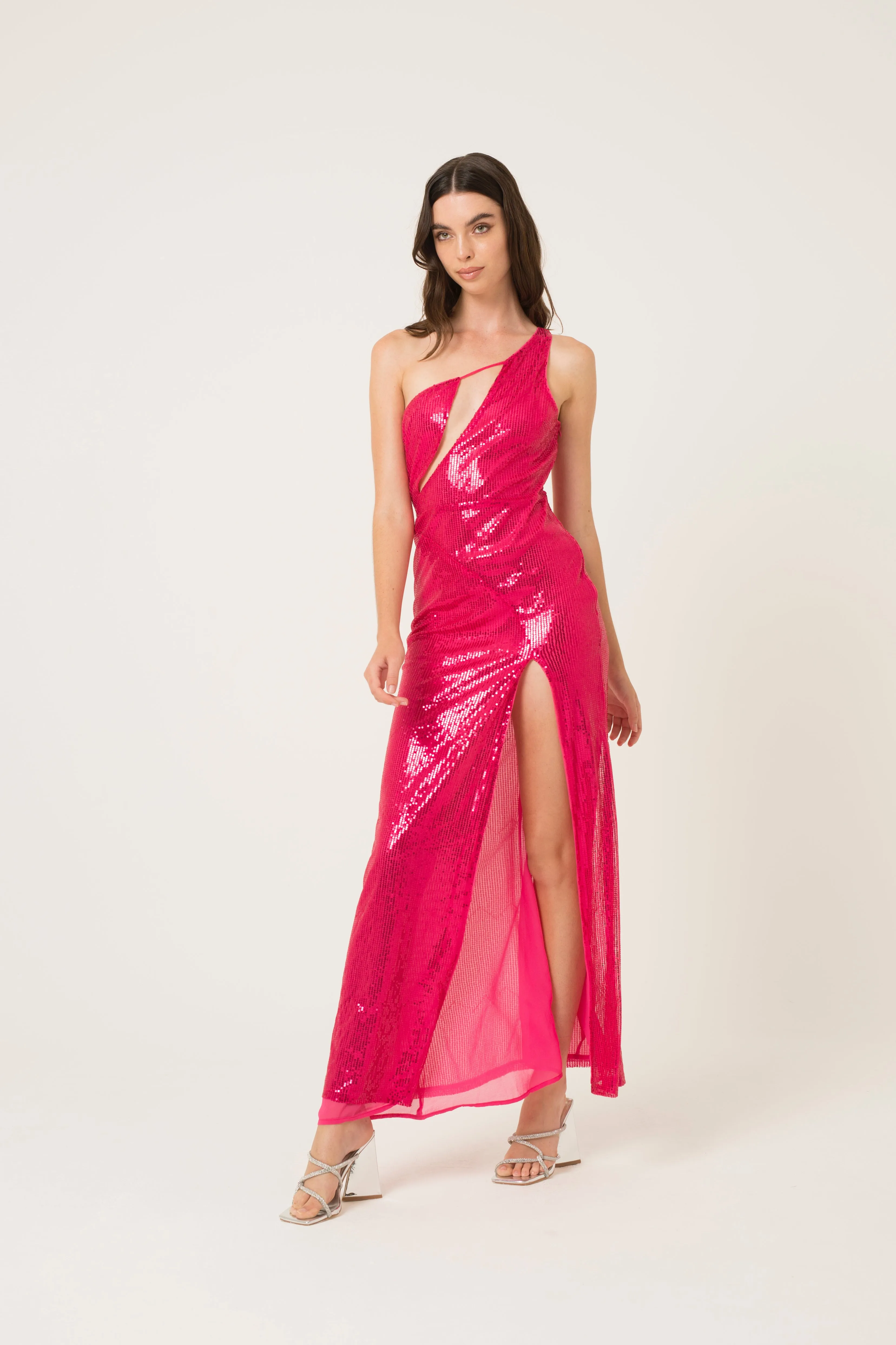 Fevan Pink High Slit Sequin Dress sold by AMYLYNN product image thumbnail 2