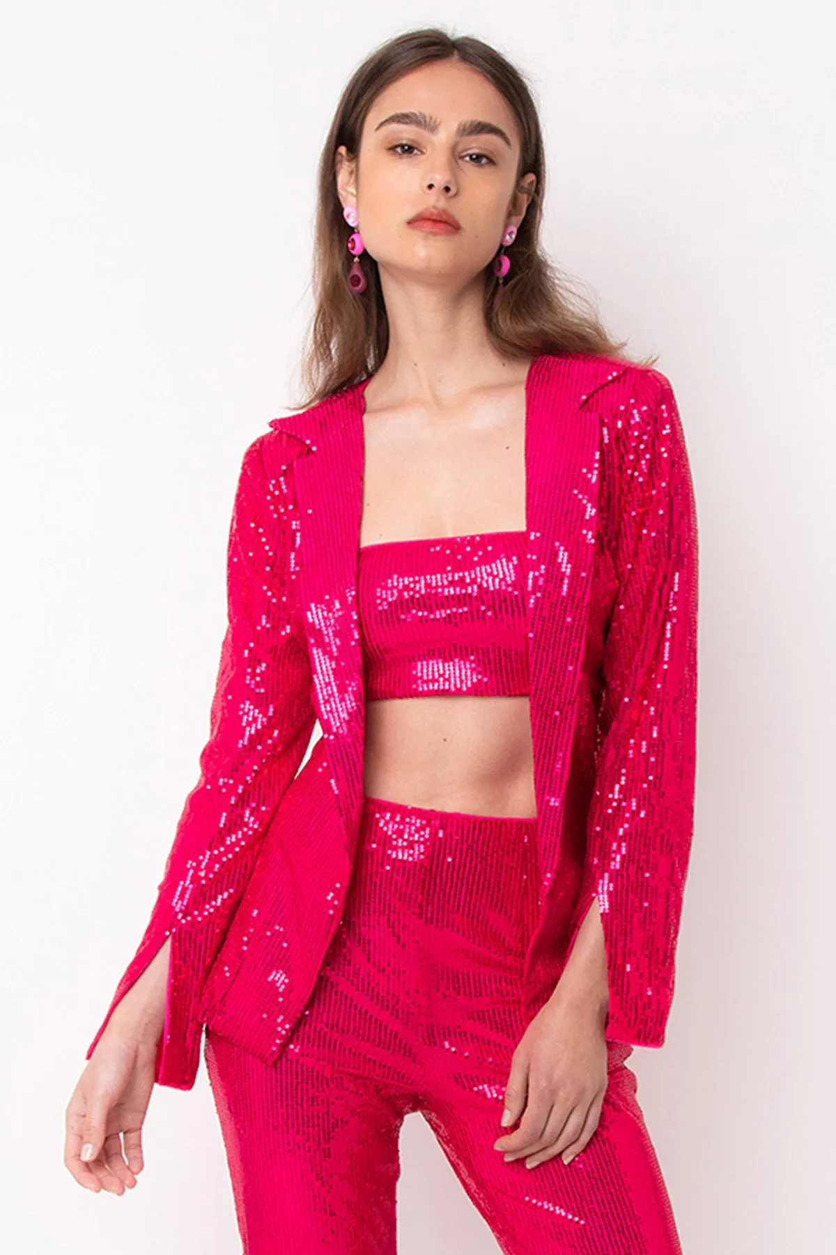 Savannah Pink Sequin Blazer Jacket sold by AMYLYNN product image thumbnail 2