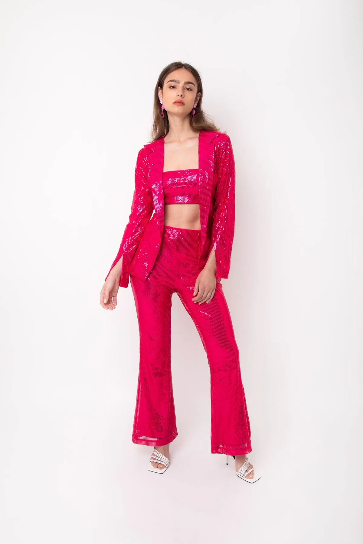 Savannah Pink Sequin Wide Leg Trousers sold by AMYLYNN product image thumbnail 2