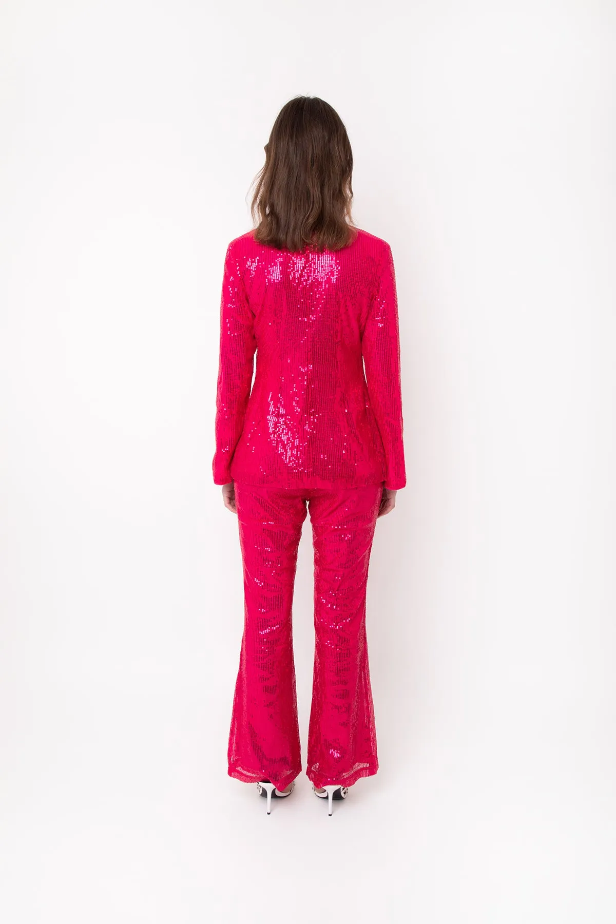 Savannah Pink Sequin Wide Leg Trousers sold by AMYLYNN product image thumbnail 4