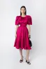 Alana Pink Satin Puff Sleeve Dress sold by AMYLYNN