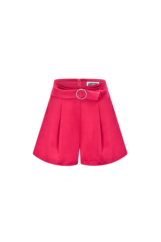 Mirabella Pink High Waisted Satin Shorts sold by AMYLYNN