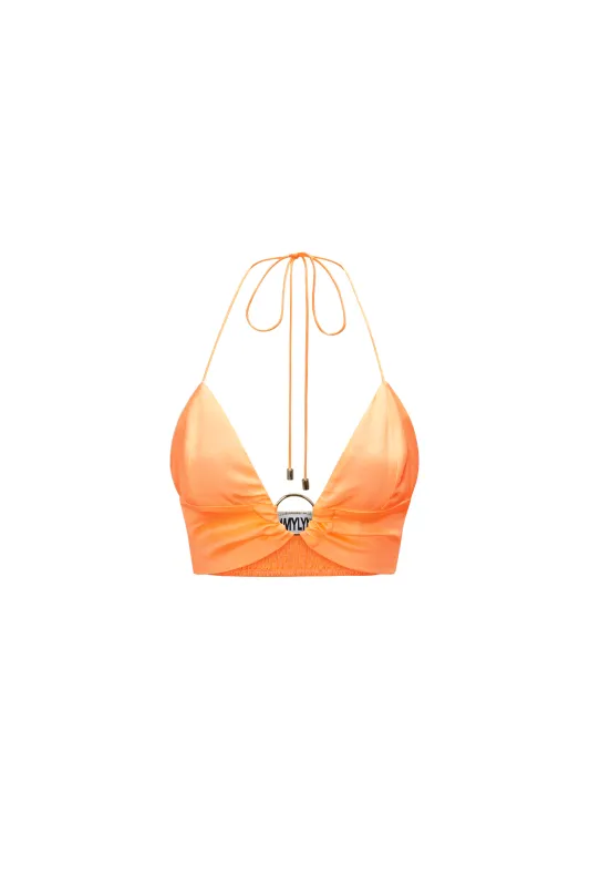 Ibiza Peach Orange Satin Bra Top sold by AMYLYNN
