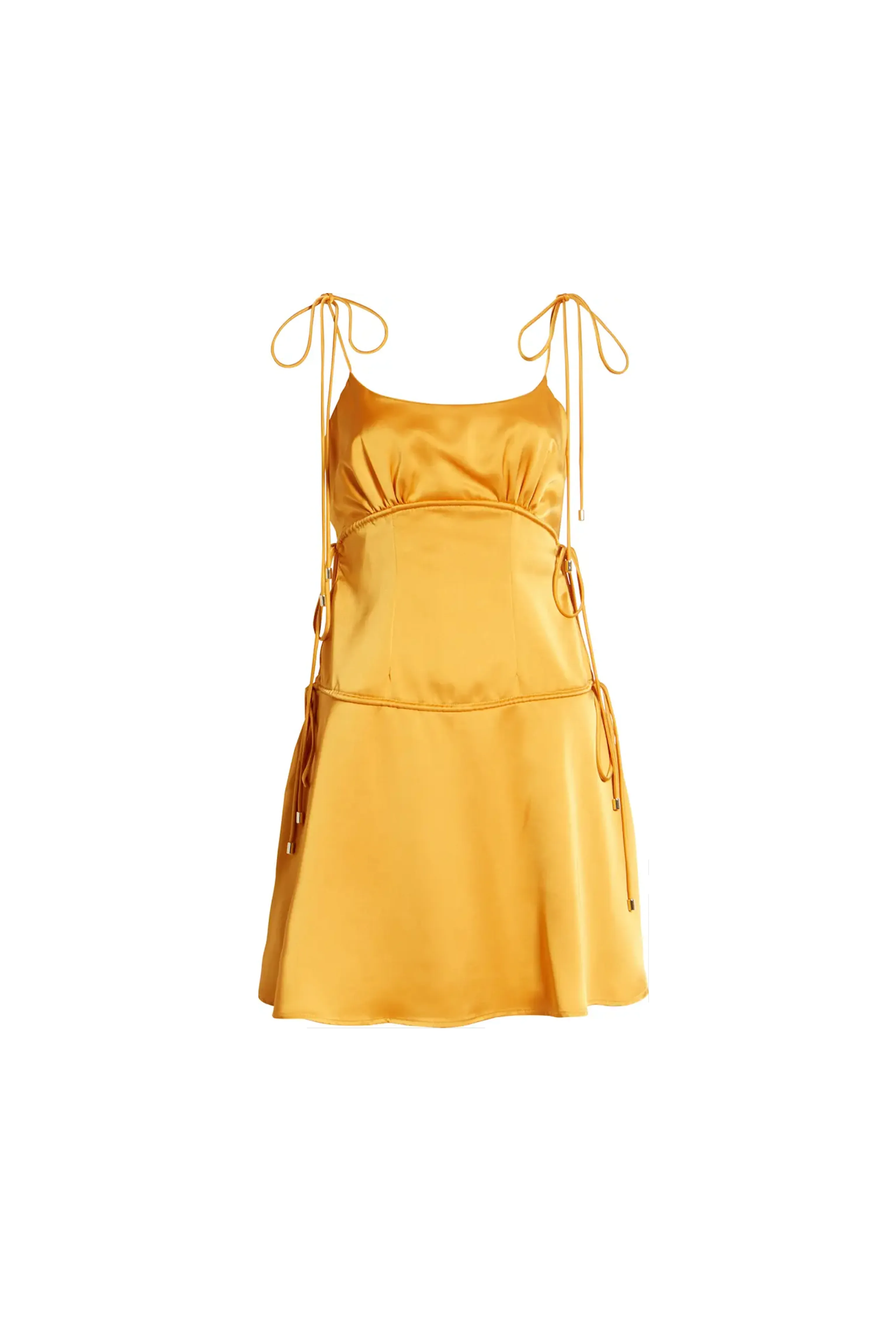 Clancy Orange Satin Tie Mini Dress sold by AMYLYNN product image thumbnail 2
