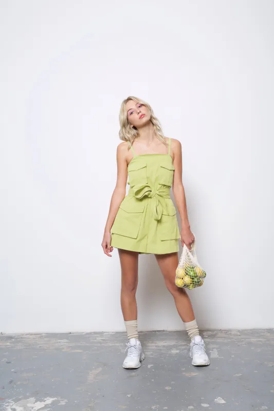 Pelicano Denim Green Patch Pocket Playsuit sold by AMYLYNN