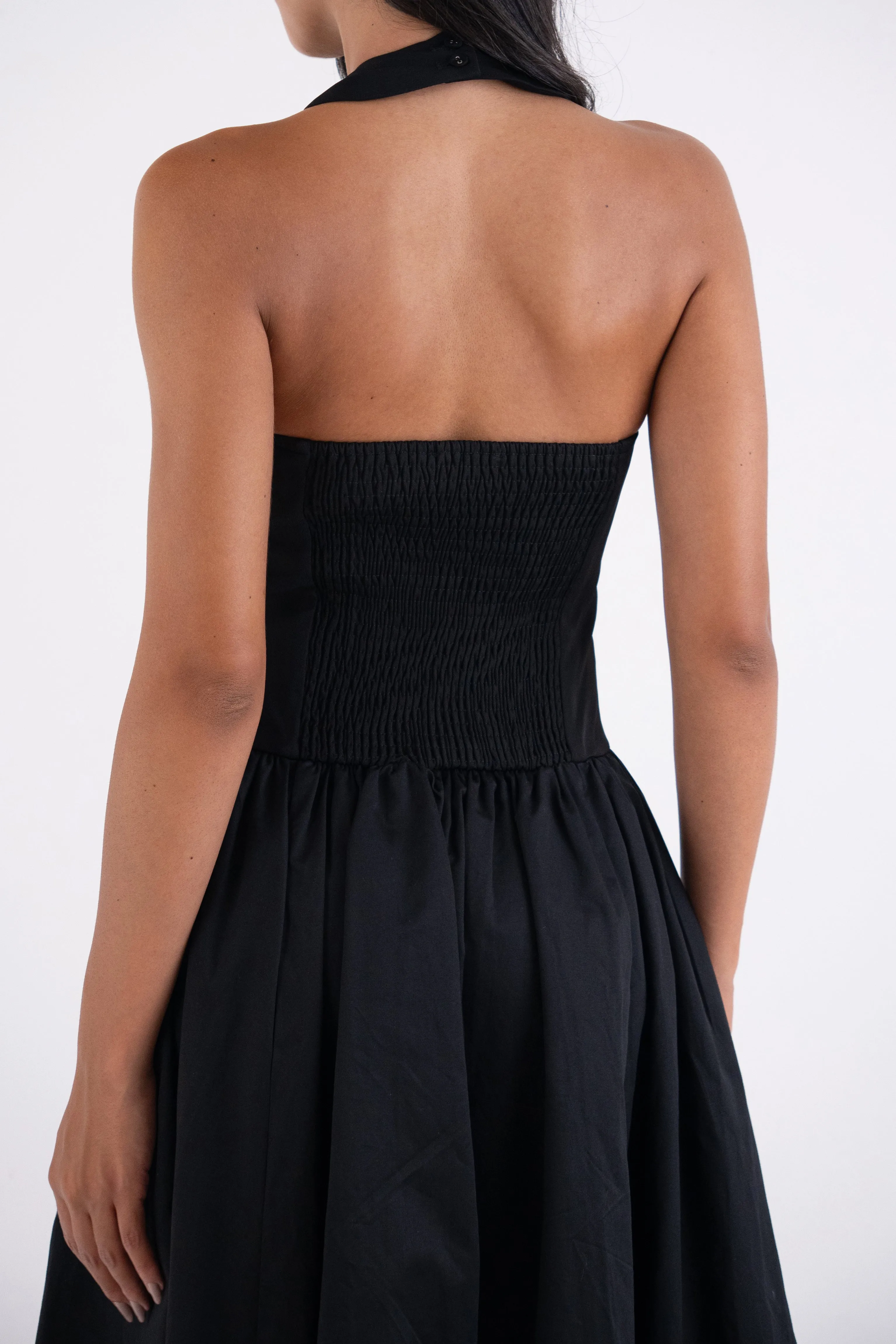 Garcelle Rich Cotton Black Halterneck Midi Dress sold by AMYLYNN product image thumbnail 4