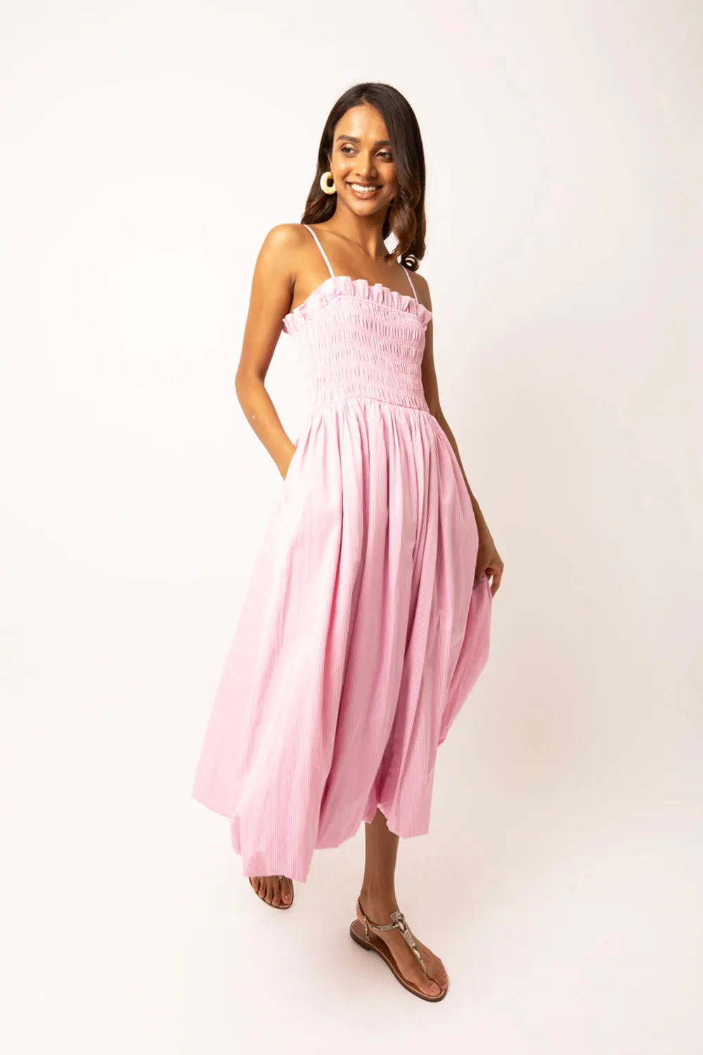 Polly Pure Cotton Pink Stripe Puffball Dress sold by AMYLYNN product image thumbnail 4