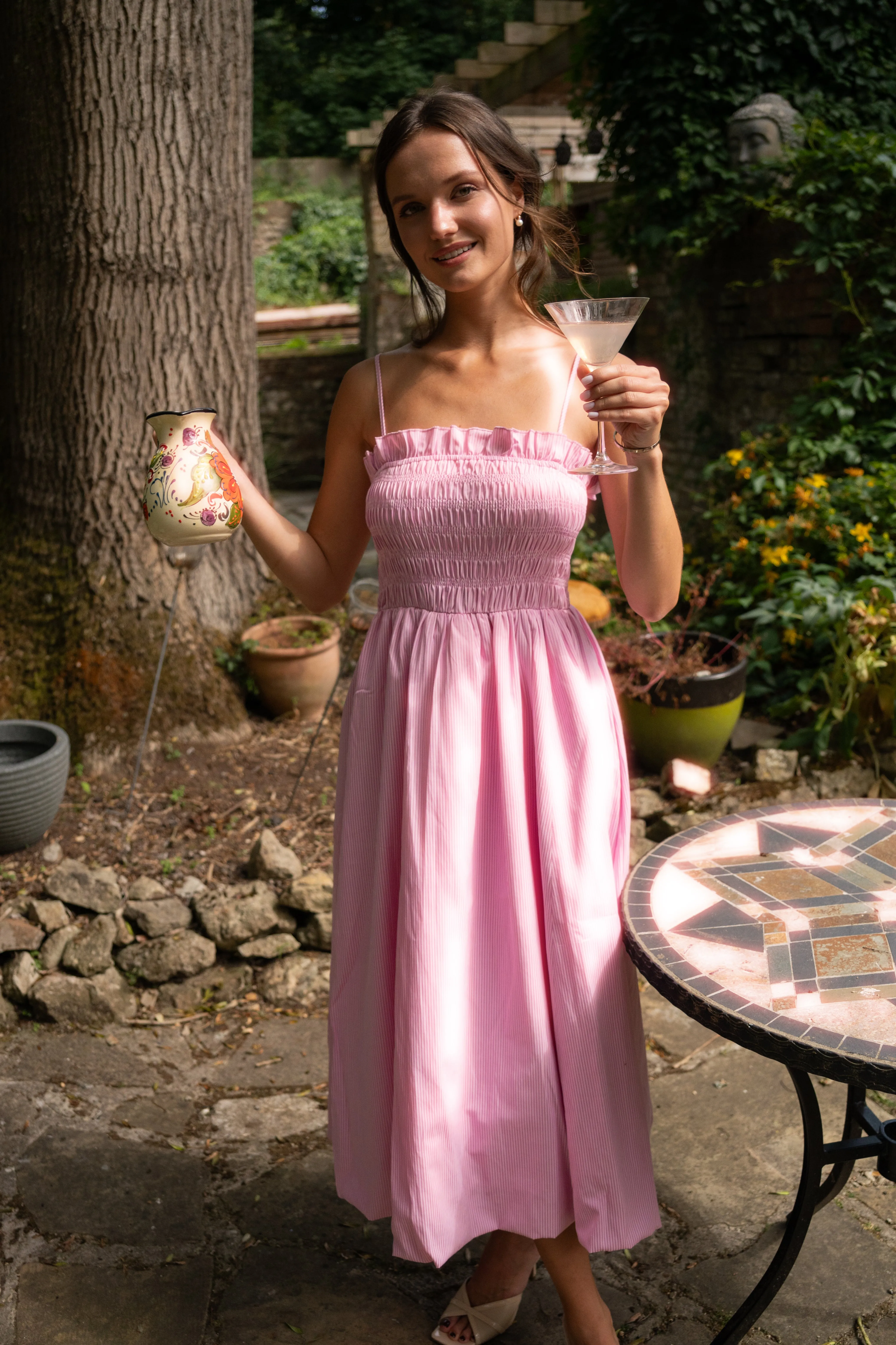 Polly Pure Cotton Pink Stripe Puffball Dress sold by AMYLYNN product image thumbnail 2