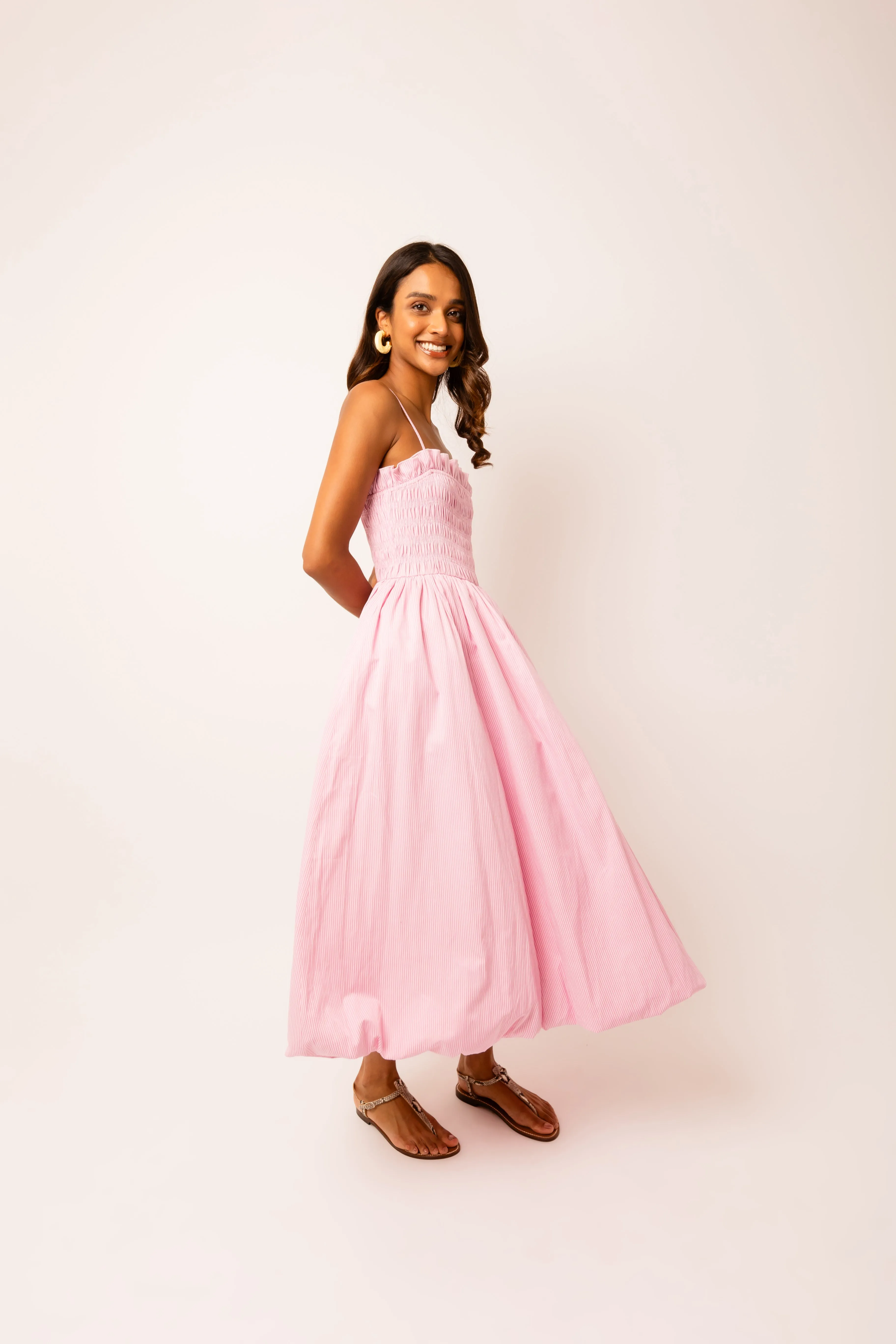 Polly Pure Cotton Pink Stripe Puffball Dress sold by AMYLYNN product image thumbnail 3