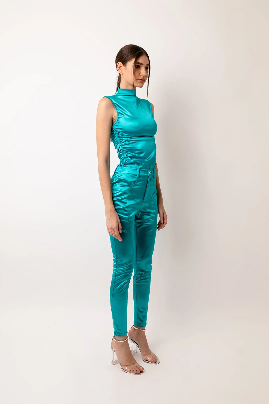 Elvis Aqua Disco High Neck Top sold by AMYLYNN product image thumbnail 4