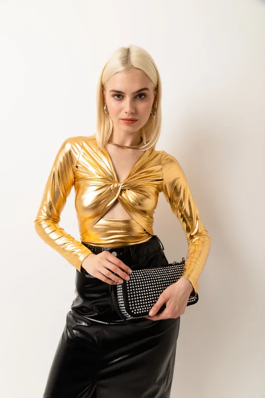 Martina Gold Metallic Top sold by AMYLYNN