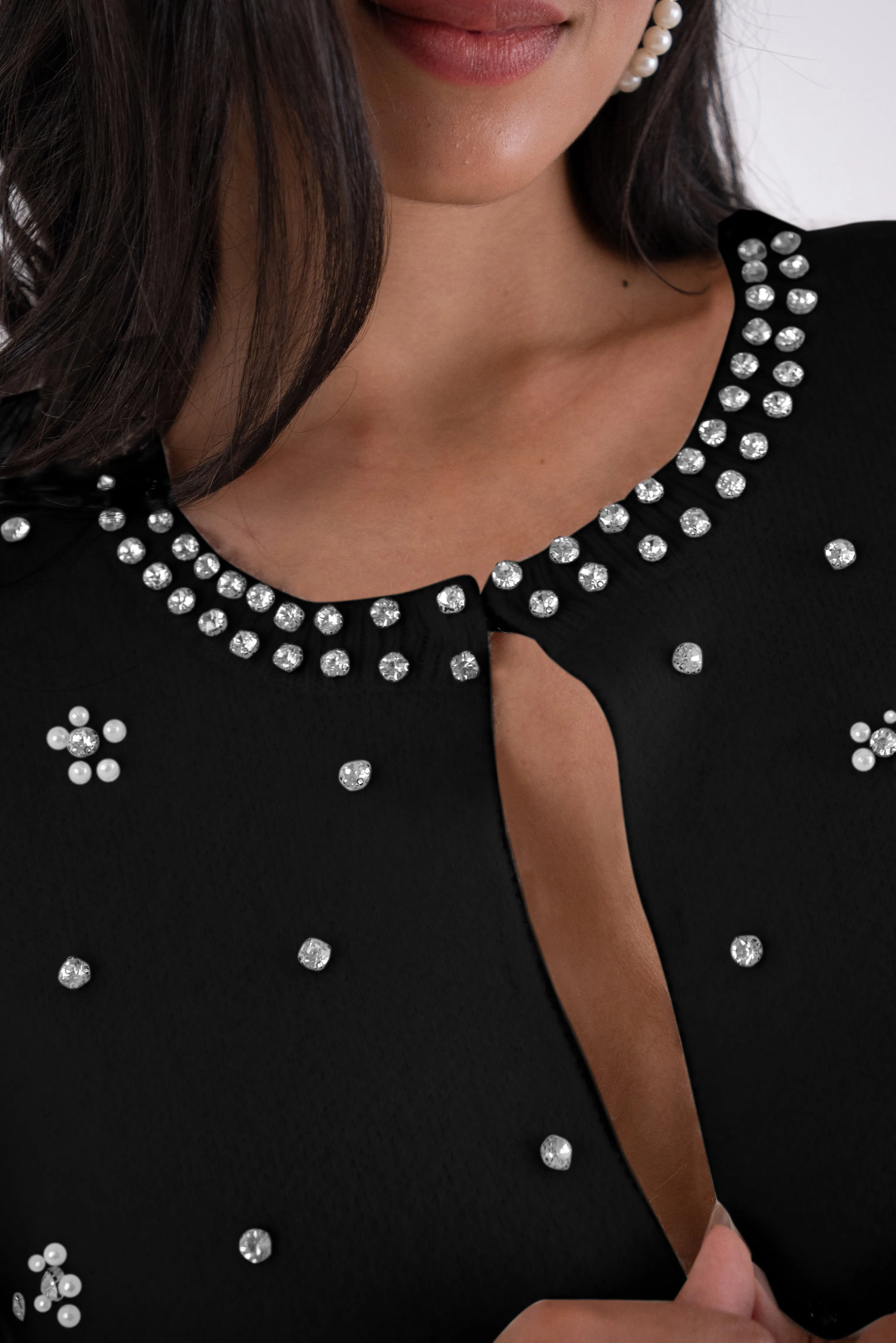 Luna Black Embellished Knitted Cardigan sold by AMYLYNN product image thumbnail 3