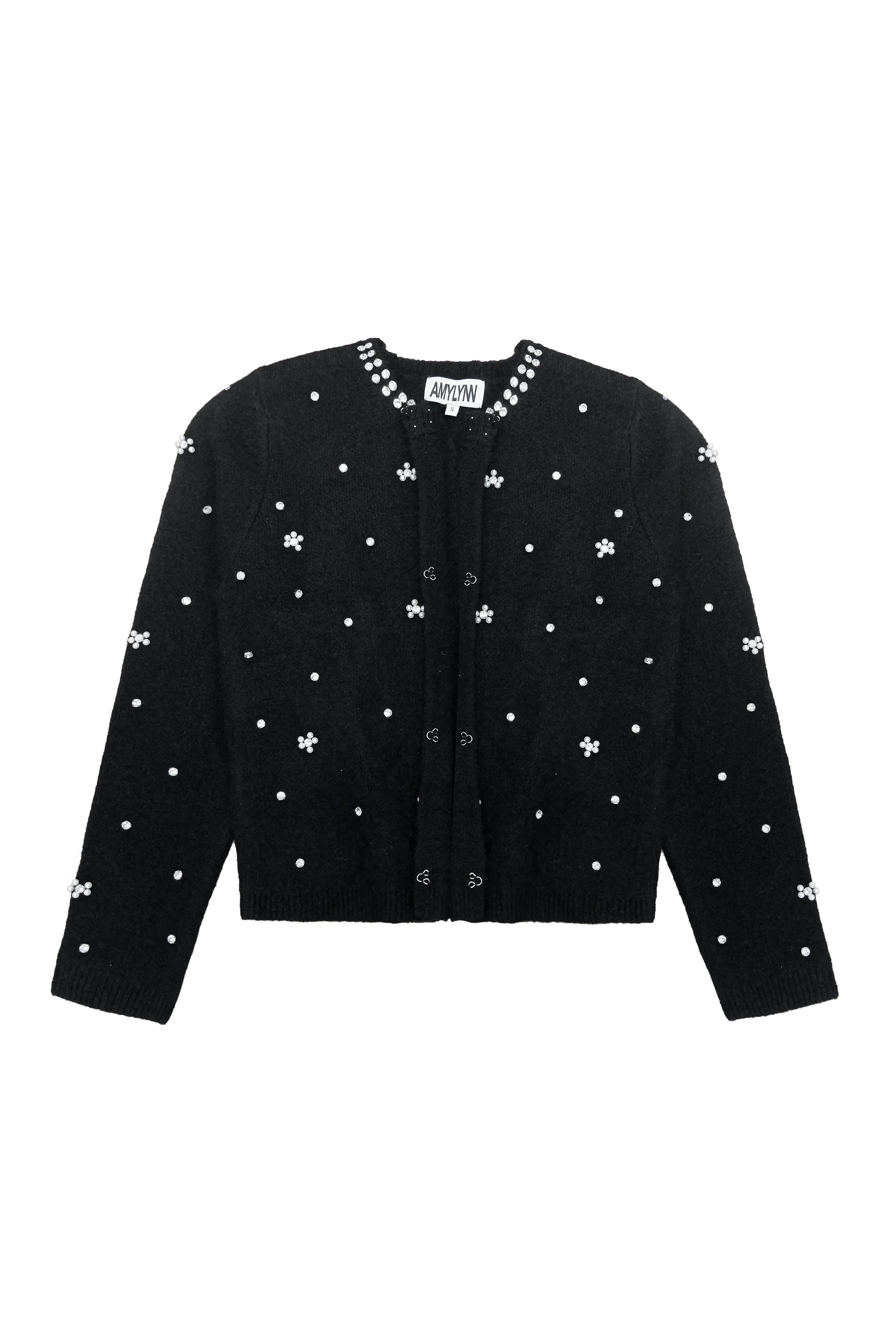 Luna Black Embellished Knitted Cardigan sold by AMYLYNN product image thumbnail 2