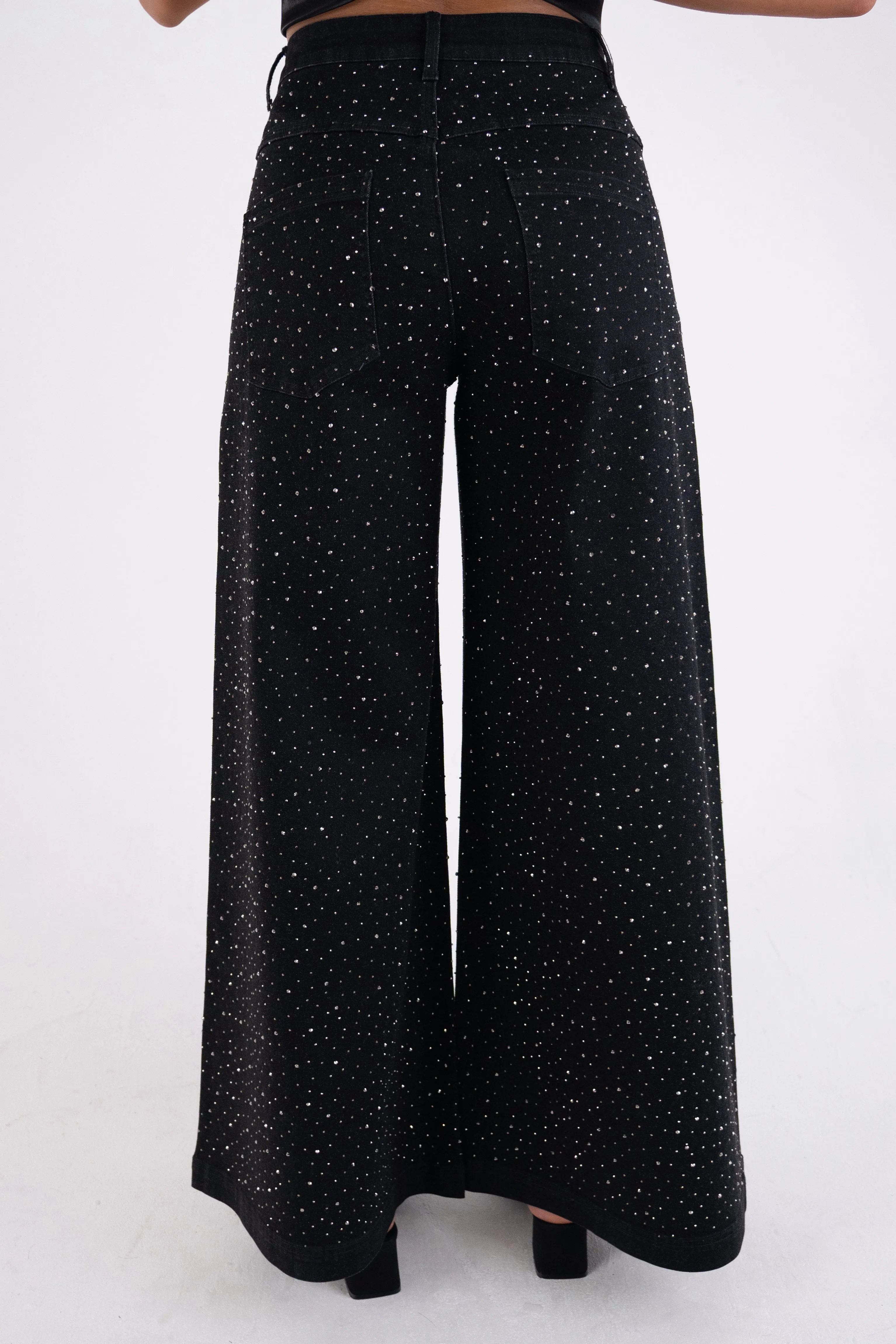 Demi Rich Cotton Black Diamante Flare Jeans sold by AMYLYNN product image thumbnail 5